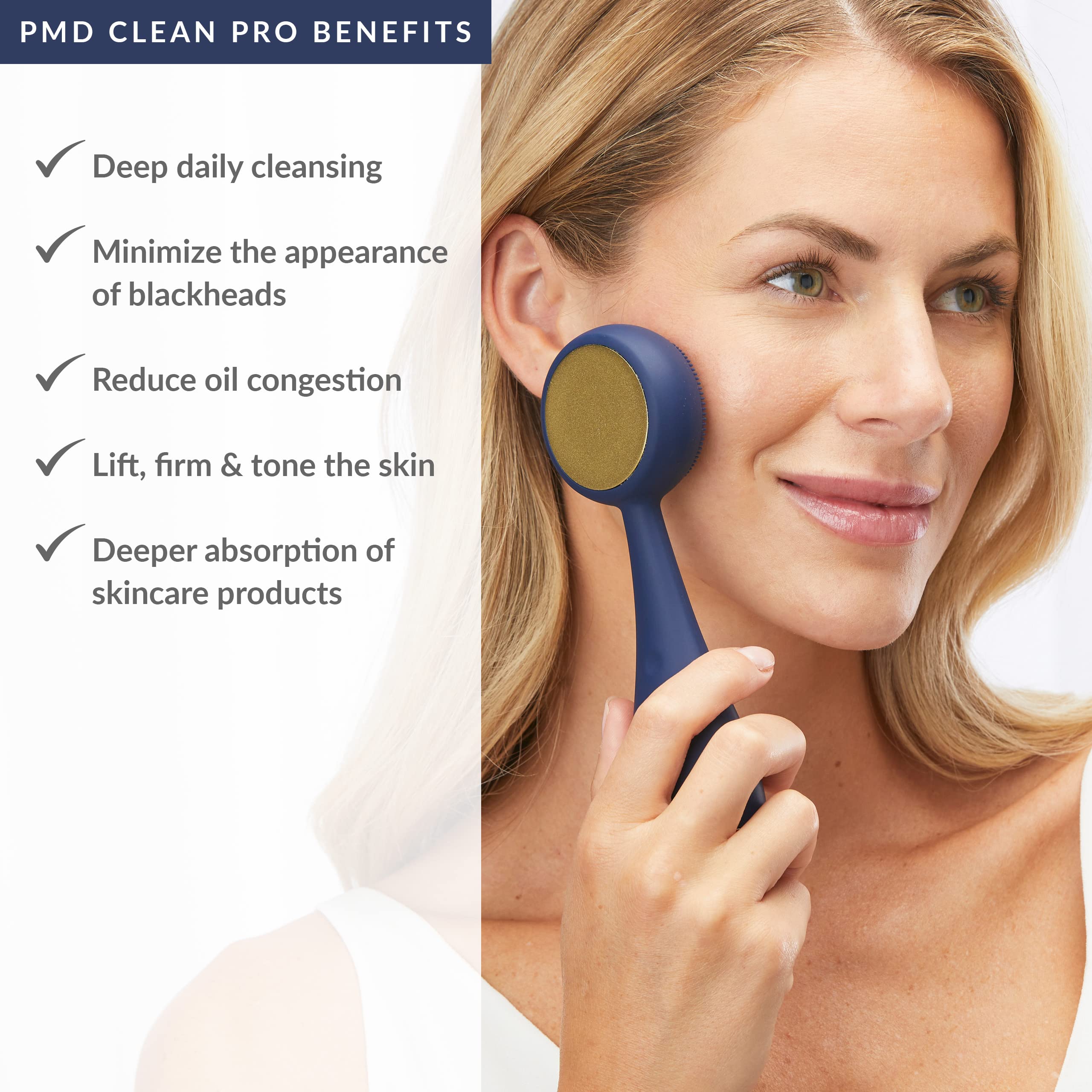 PMD Clean Pro Smart Facial Cleansing Device with Silicone Brush & ActiveWarmth Anti-Aging Massager - Deep Pore Cleanser for Glowing Skin at Home Spa & Night Routine