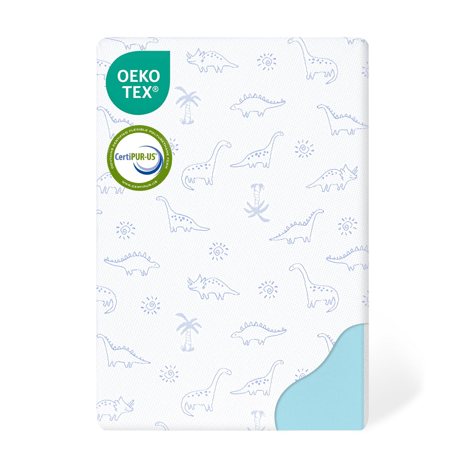 Dual-Sided Memory Foam Pack and Play Mattress Pad for Babies & Toddlers - 38x26 Inch Portable Mini Crib Mattress with Ultra-Soft Dinosaur Cover, Removable & Washable - Perfect for Travel, Daycare, and Home Nursery Use