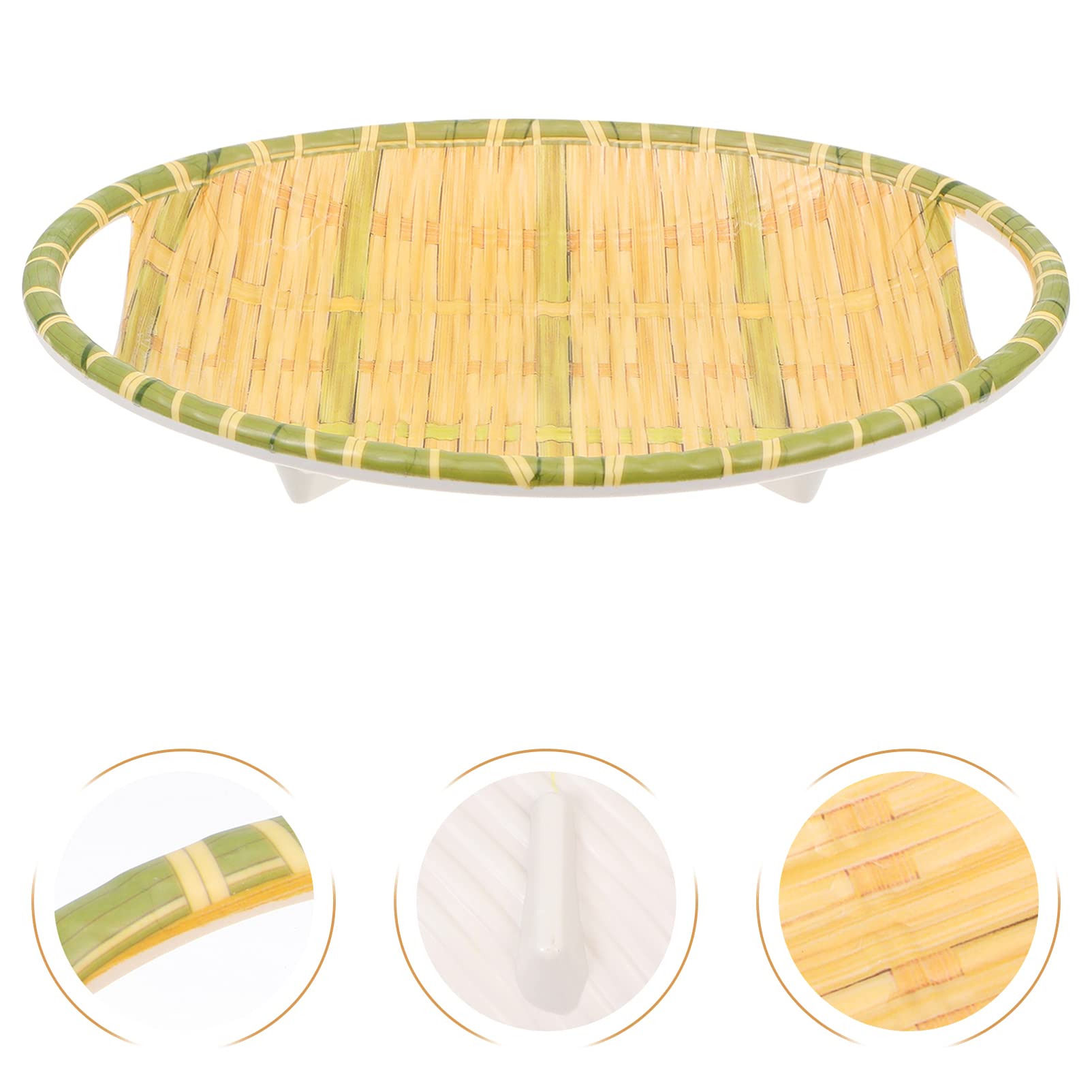 2-Pack Cabilock Bamboo Woven Storage Baskets - Decorative Egg Basket, Multipurpose Food Tray with Drainage for Kitchen, Pantry & Home Organization | Rustic Farmhouse Decor for Fruits, Vegetables & Household Items