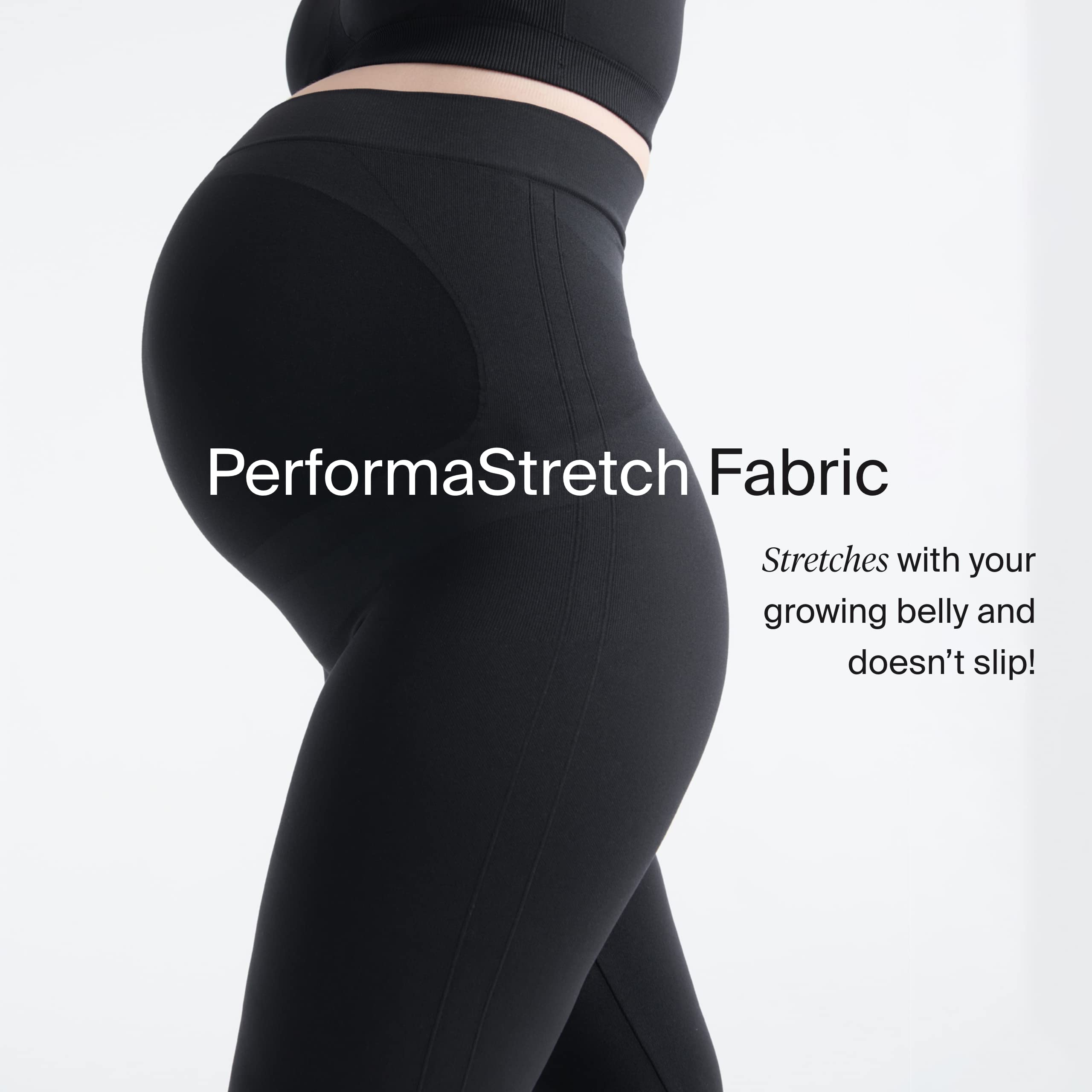 KNIX Seamless BlissFit Maternity Leggings - Over-The-Belly Pregnancy Activewear for Yoga, Gym & Everyday Comfort - Black