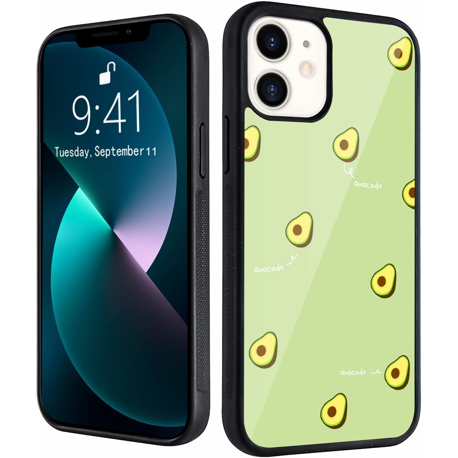 Qiusuo Avocado iPhone 13 Pro Max Case - Cute Cartoon Design Soft TPU & Hard Back Aluminum Shockproof Protective Cover for Women (6.7 Inch, Green) - Perfect for Everyday Use, Travel & Gift Giving