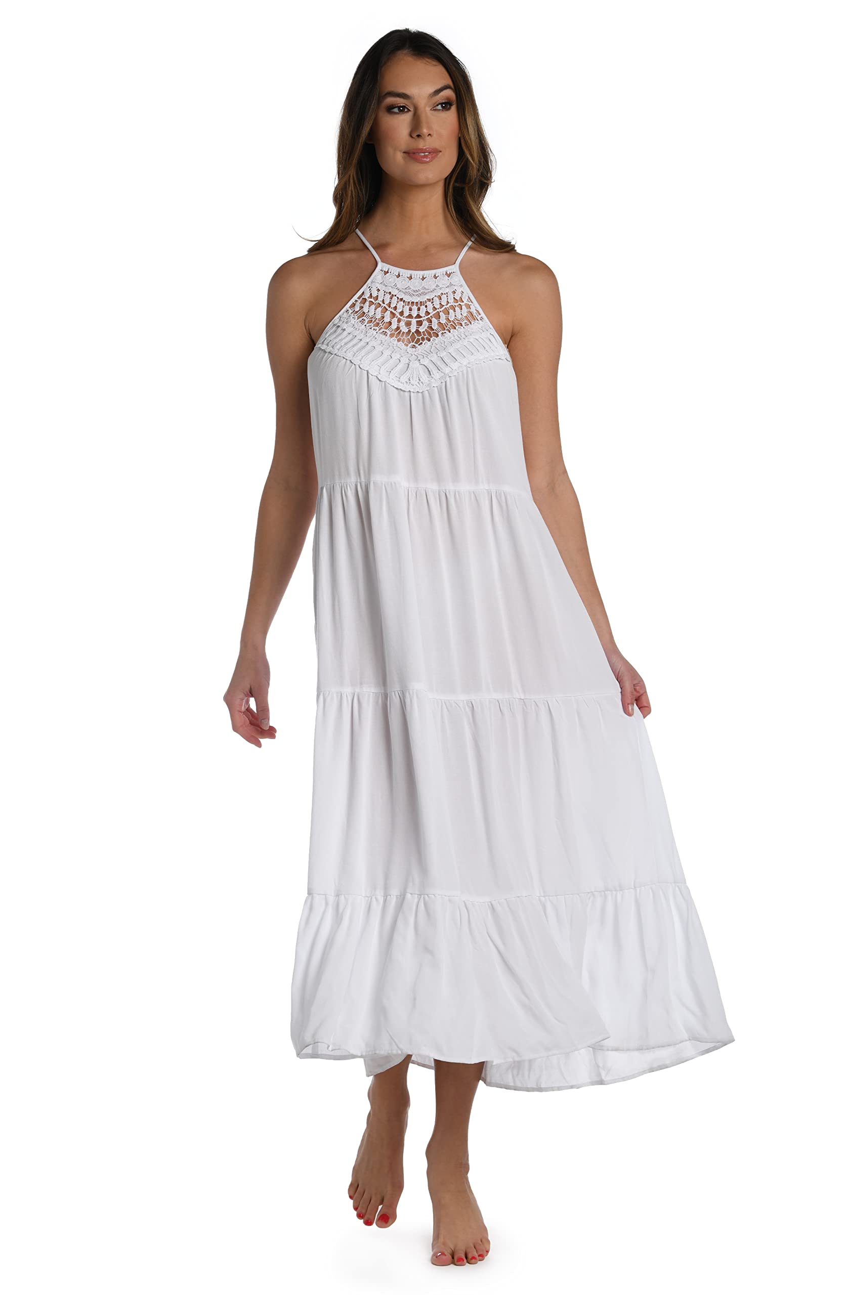La Blanca Women's Maxi Dress Swimsuit Cover Up - Lightweight Beach Coverup with Side Slits, Flowy Long Dress for Pool, Vacation & Summer Outings
