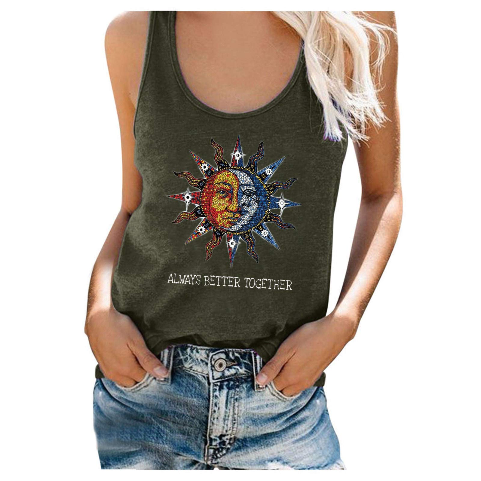FABIURT Women's V-Neck Waffle Knit Tank Tops - Summer Casual Sleeveless Loose Tee Shirts for Women | Perfect for Beach, Gym, Yoga & Everyday Wear