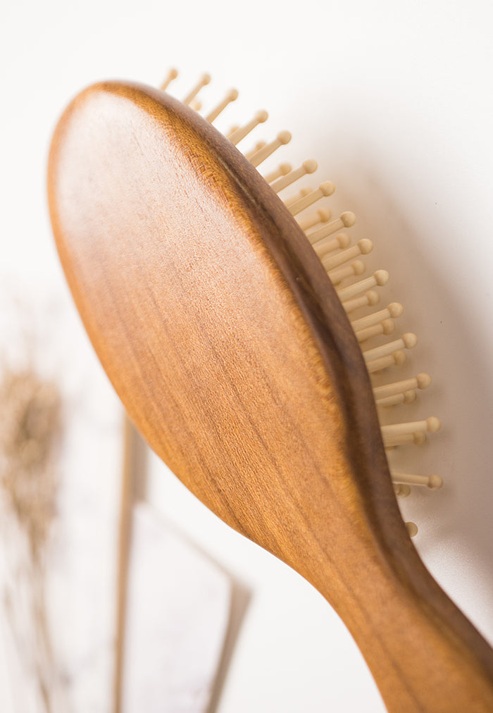 Premium Teak Wood Hair Brush for Smooth & Shiny Hair - Natural Wooden Hairbrush for Detangling & Styling - Perfect for Daily Hair Care & Salon Use