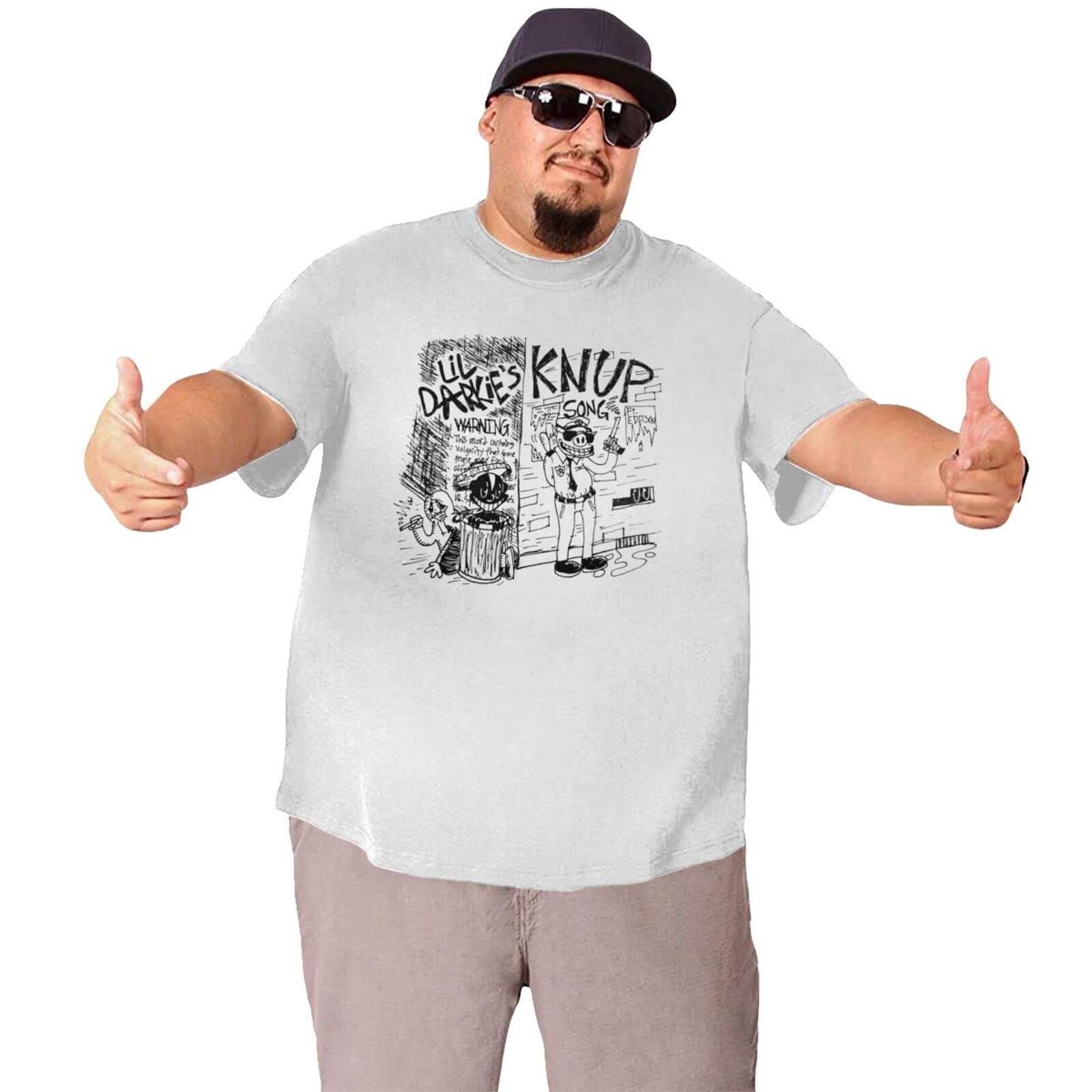 Lil Darkie Oversized T-Shirt for Men - Big and Tall Cotton Tee, Short Sleeve White Graphic T-Shirt - Perfect for Streetwear, Concerts, and Casual Outfits