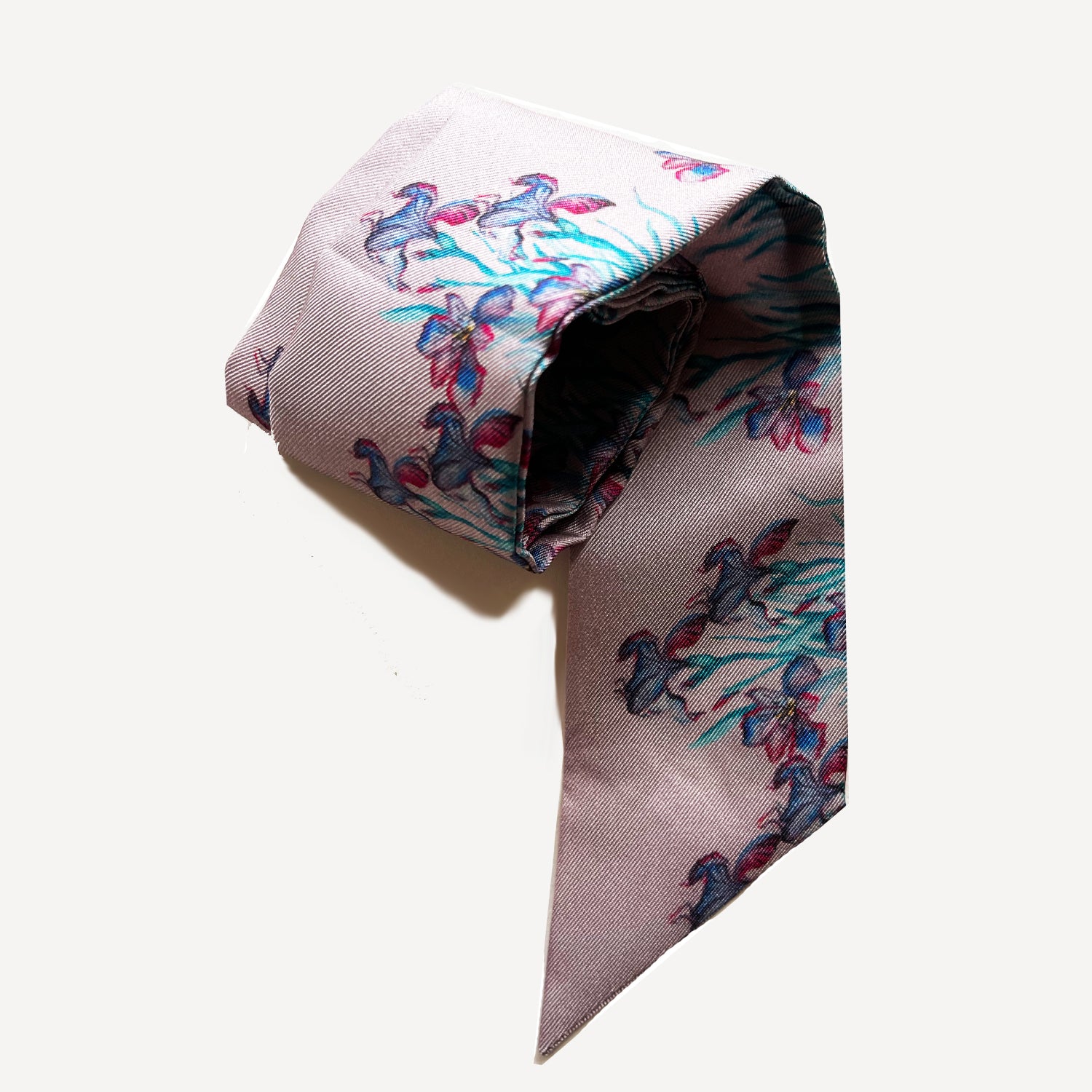 Elegant Iris Twilly Silk Scarf - Luxury Fashion Accessory for Women, Perfect for Handbags, Hats & Gifts