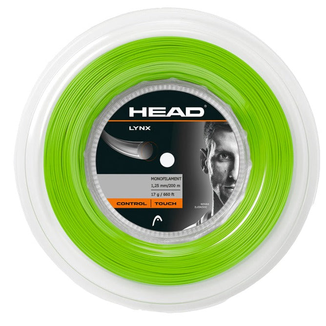 Head Lynx 17/1.25 Tennis String Reel (660ft/200m) - Green Polyester String for Tennis Rackets | Perfect for Competitive Play & Stringing Machines