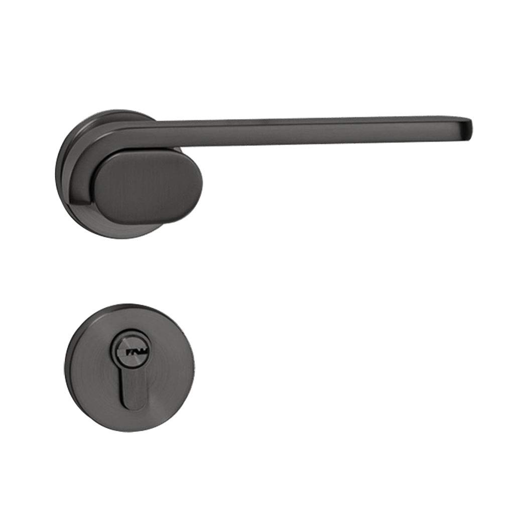 Modern Matte Black Interior Door Lever Lock Set with Key - Privacy Lockset for Bedroom, Bathroom & Office - Durable Door Handle with Lock for Home Security