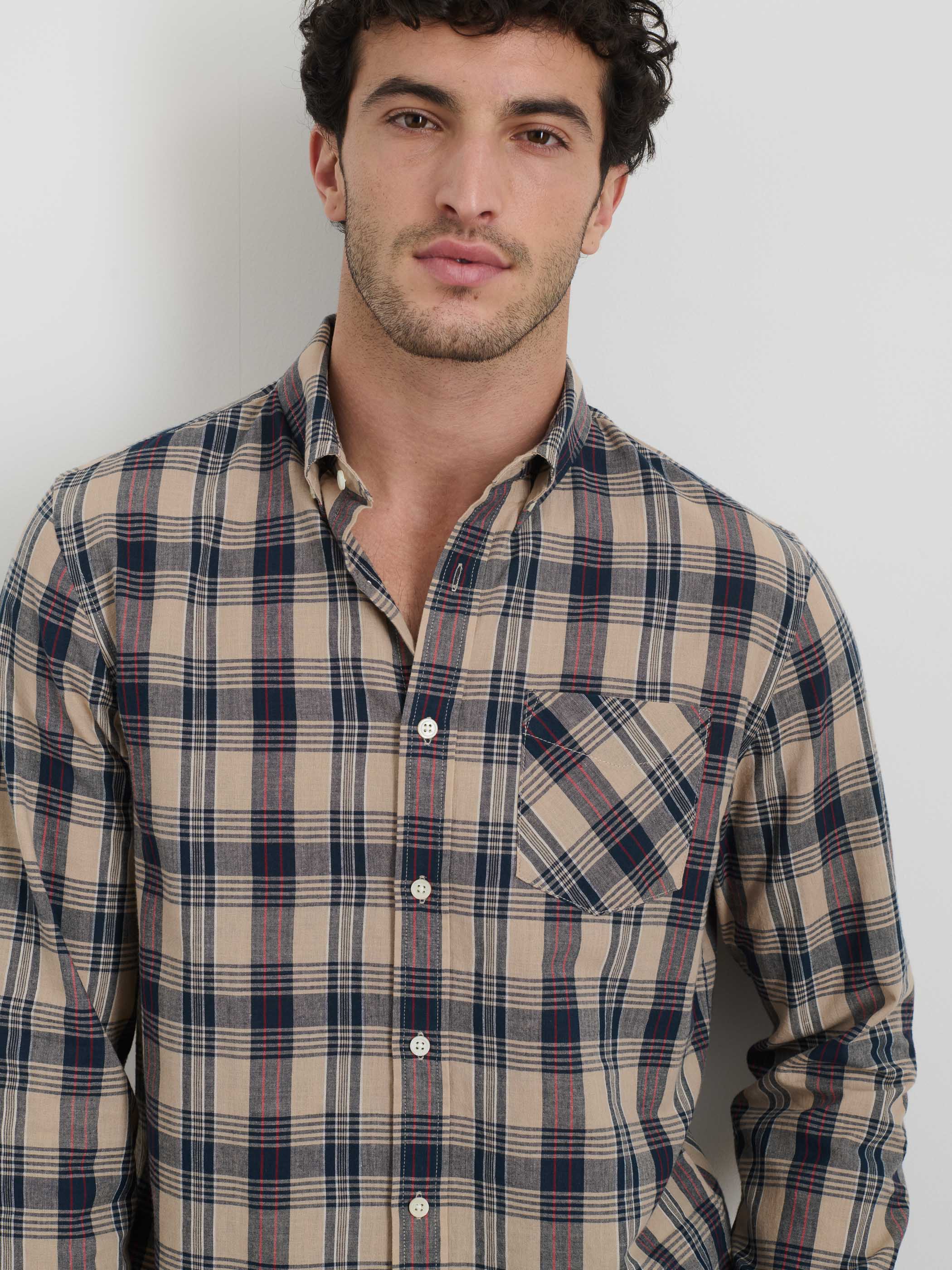 Men's Madras Mill Shirt - Lightweight Cotton Plaid Button Down for Casual & Summer Wear | Perfect for Outdoor Activities & Office