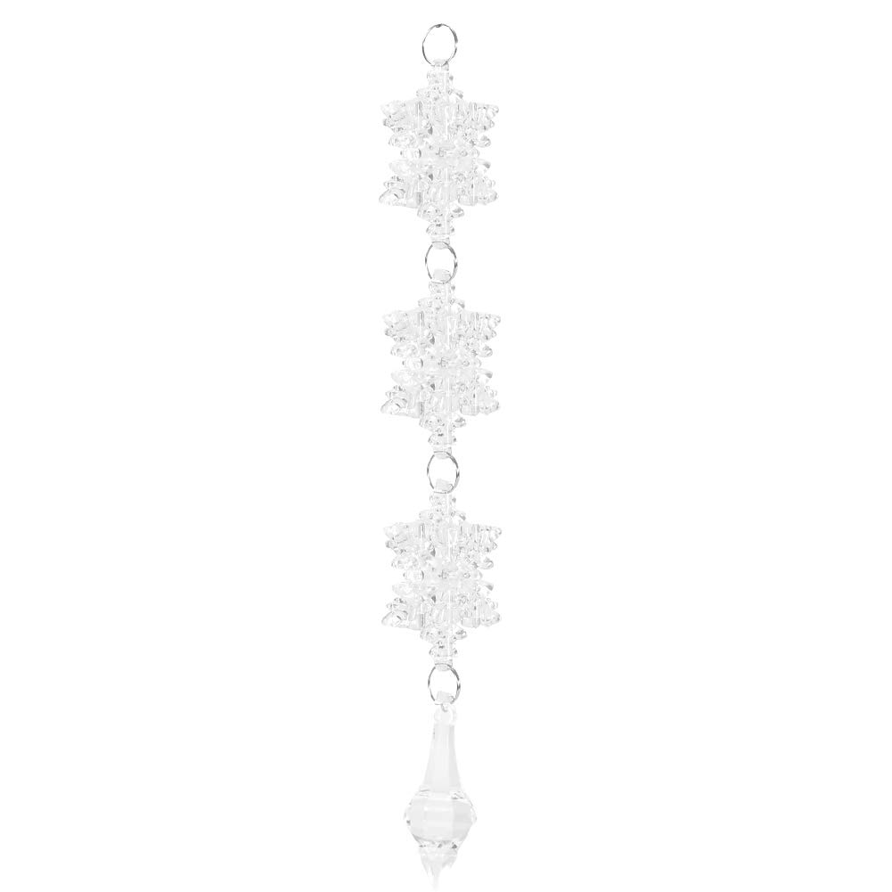 10pcs Snowflake Crystal Hanging Pendants - DIY Glass Rainbow Chains for Window Decor, Christmas Tree Ornaments & Home Decoration (Pointed Crystal Strands) - Perfect for Holiday Decor, Party Decorations and Gift Wrapping Accents