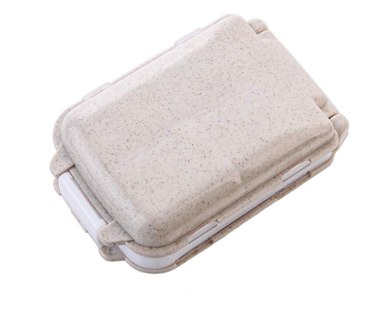 7-Day Weekly Pill Organizer with 8 Compartments - Mini Portable Medicine Box for Travel, Health Care & Daily Medication (Beige) | Perfect for Home, Office & On-the-Go Use
