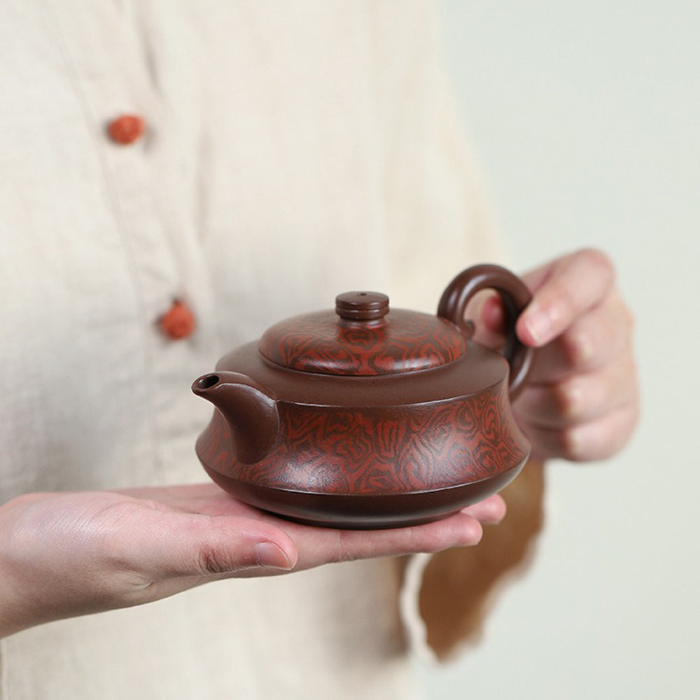 Premium Yixing Purple Clay Teapot - Handcrafted Chinese Zisha Boat-Shaped Teapot for Oolong & Pu-erh Tea Ceremony | Perfect Gift for Tea Lovers & Home Decor