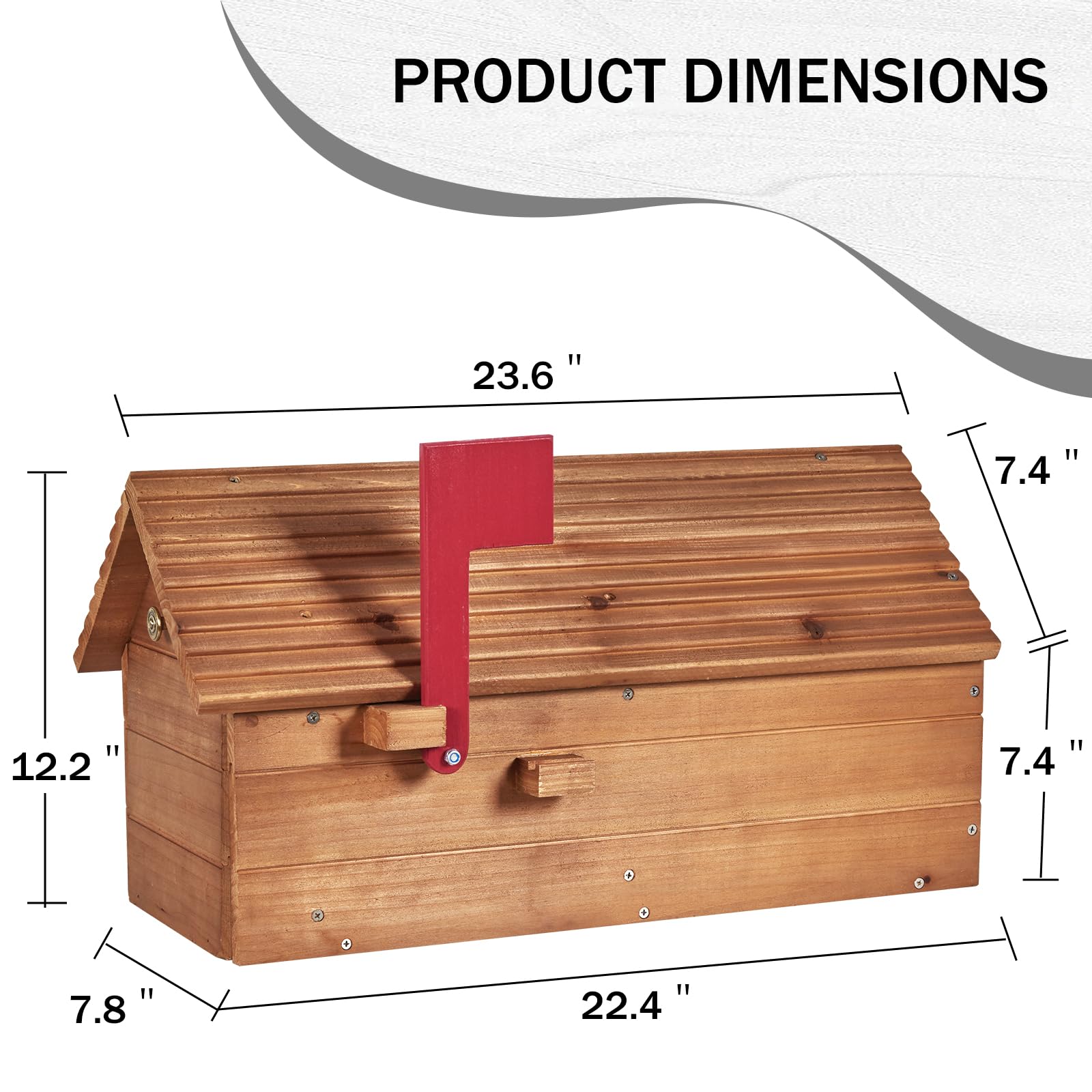Outdoor Cedar Mailbox with Wood Roof - Decorative House Mailbox for Envelopes, Letters & Packages - Perfect for Garden, Yard, School & Library Use