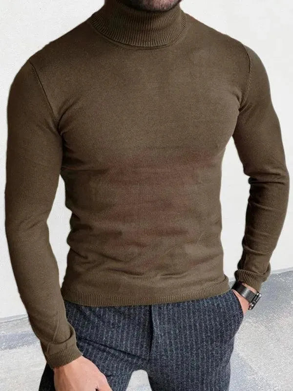 Men's Slim Fit Knit Turtleneck Pullover Sweater - Warm Winter Casual Wear for Office, Travel & Outdoor Activities