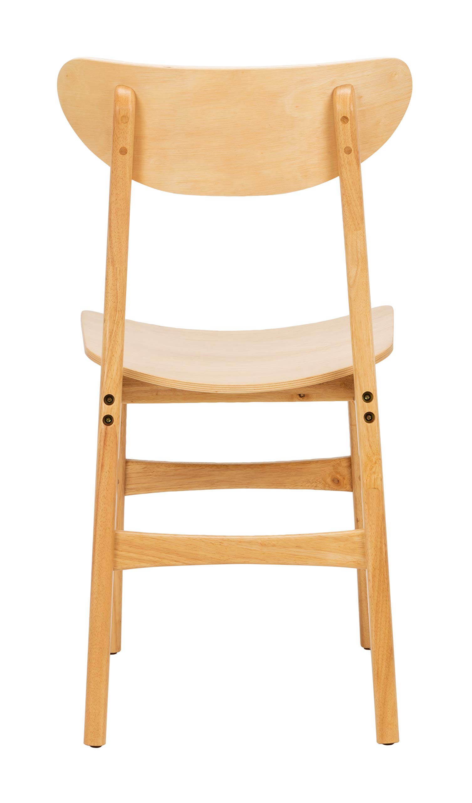 Safavieh Home Lucca Retro Natural Wood Dining Chairs - Set of 2 - Mid-Century Modern Kitchen & Breakfast Nook Seating - Perfect for Farmhouse, Cottage & Vintage Style Dining Rooms