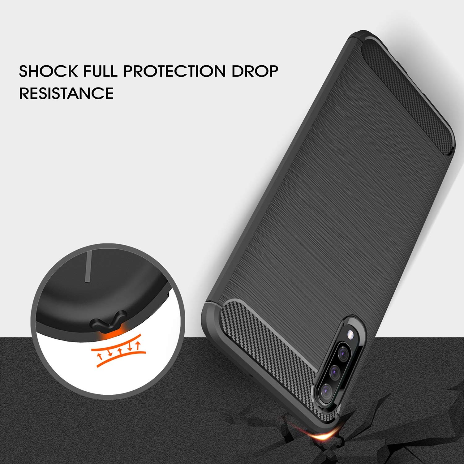 Premium Carbon Fiber Phone Case for Samsung Galaxy A50 / A50s / A30s - Slim Protective Cover with Shock Absorption - Perfect for Work, Travel & Outdoor Activities (Black)
