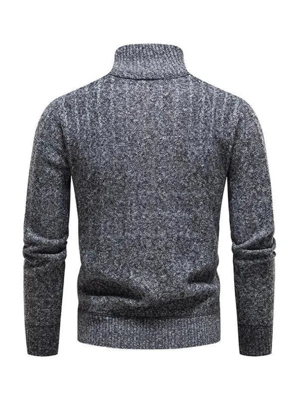 Men's Stand Collar Zipper Pullover Sweater - Warm Winter Knitwear for Casual Outfits & Outdoor Activities