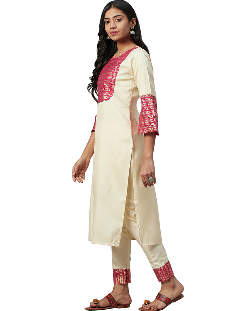 Elegant Beige Poly Silk Pant Kurti for Women - Comfortable & Stylish Indian Ethnic Wear for Parties, Weddings & Festive Occasions