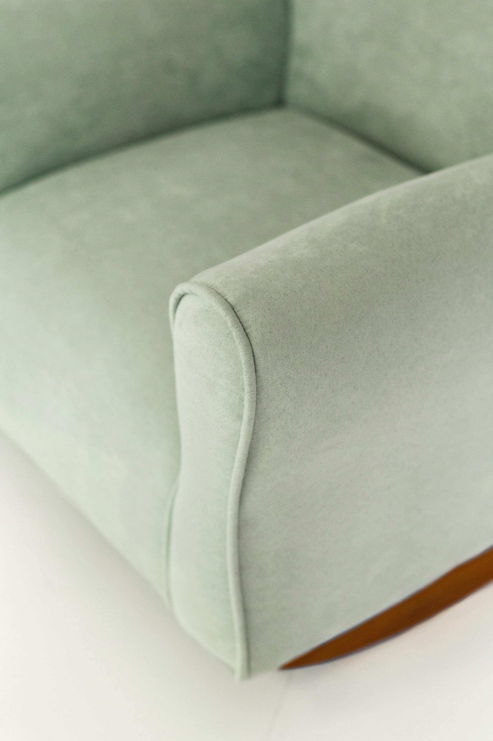 Personalized Kids Rocking Chair with Name - Toddler Upholstered Armchair in Seafoam Green Suede | Comfortable Nursery Furniture for Reading Nook, Bedroom Decor & Gift Ideas