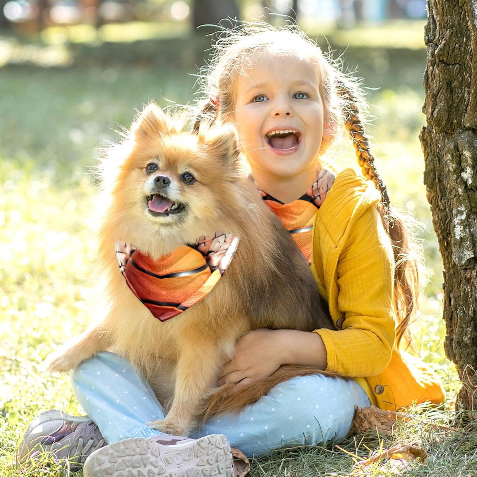 3D Basketball Pattern Dog Bandanas - 2-Piece Set for Small, Medium & Large Dogs & Cats - Adjustable Pet Scarf Accessories for Playtime, Walks & Photo Shoots