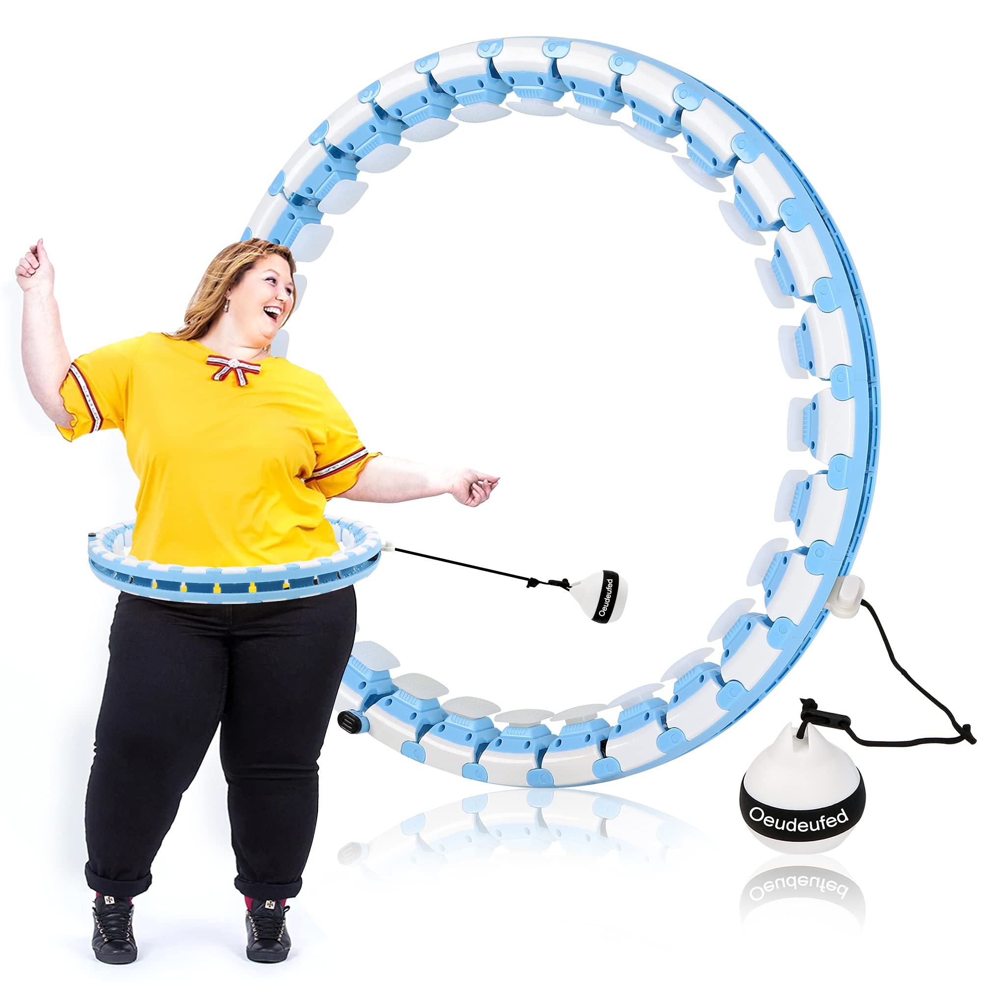 Oeudeufed Smart Weighted Exercise Hoop for Adults - 30 Detachable Knots, Plus Size Fitness Hula Hoop for Weight Loss & Abdominal Training - Perfect for Home Workouts, Gym & Outdoor Fitness Routines