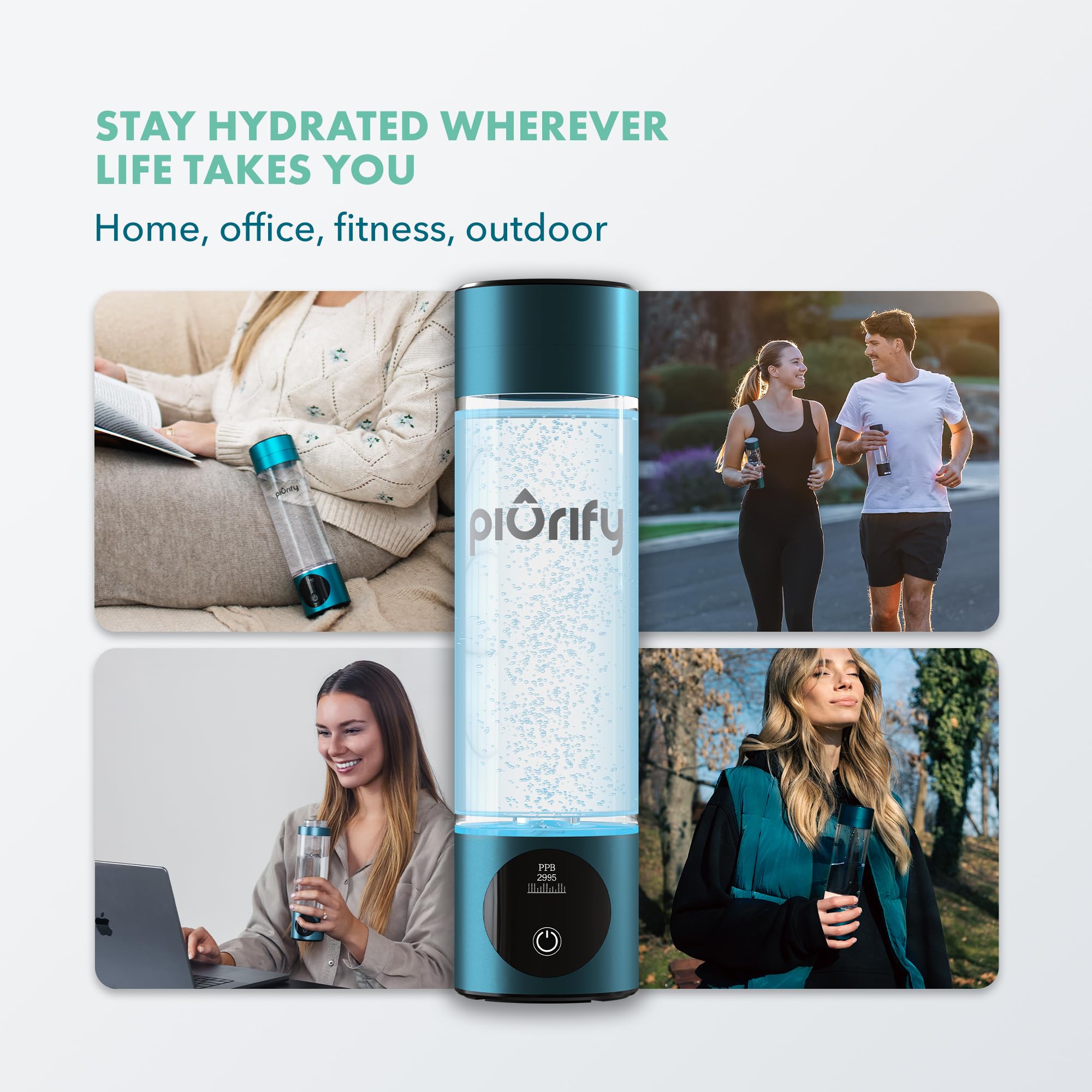Premium Hydrogen Water Bottle Generator - 4100+ PPB H2 Concentration with SPE/PEM Technology - Certified Portable Hydrogen Infuser for Athletic Performance & Hydration - 6-Hour Hydrogen Retention - Ideal for Gym, Travel & Daily Wellness Routine