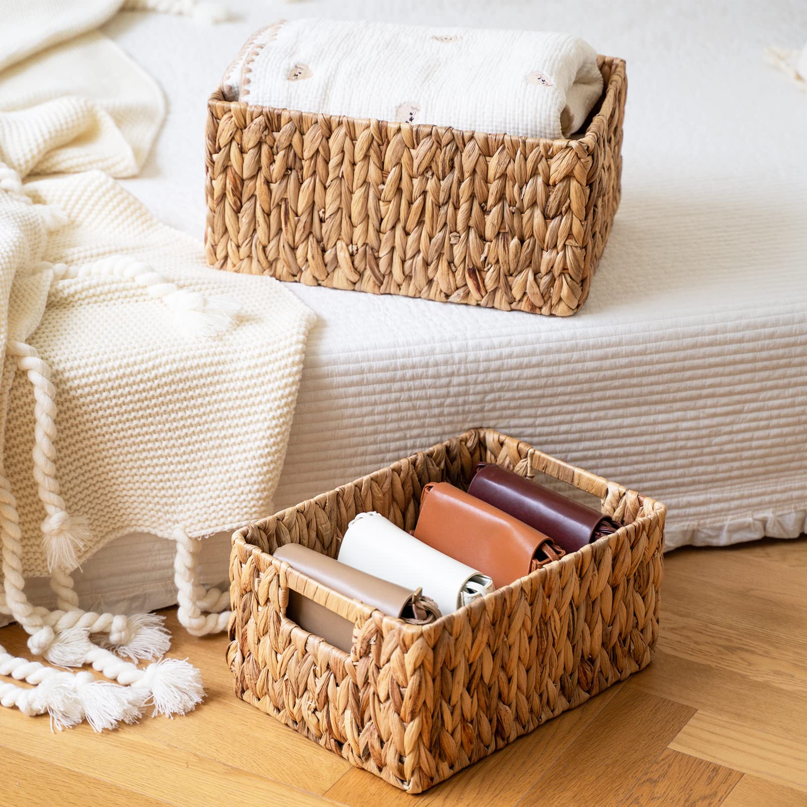 FairyHaus Woven Wicker Storage Baskets with Handles - Natural Rattan Organizer for Home Decor, Laundry, Toys & Blankets Storage - Perfect for Living Room, Bedroom & Bathroom Organization