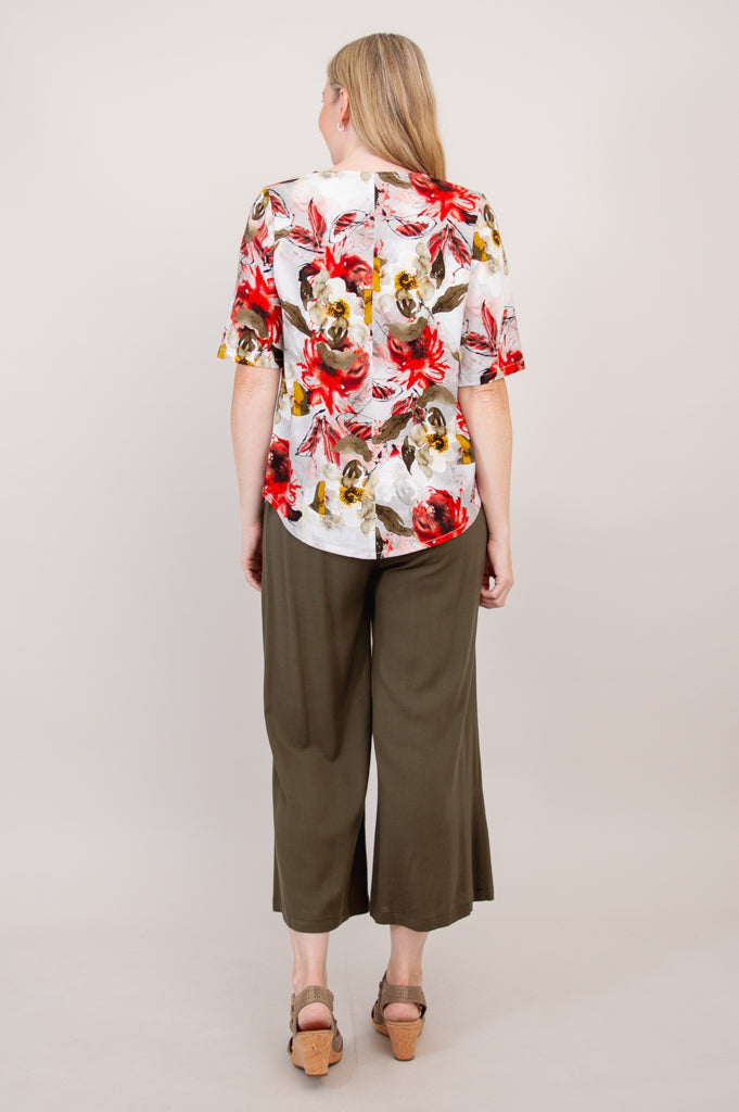 Liza Top Floral Youth Linen Bamboo Blouse - Stylish Summer Casual Wear for Women