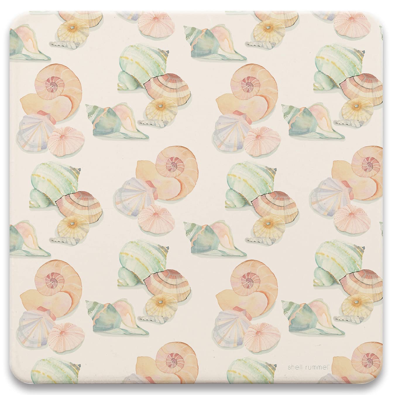 Pastel Seashell Coasters Set of 4 - 4.25 Inch Beach Themed Drink Coasters for Home Decor, Summer Parties, and Coastal Living - Absorbent Stone Coasters for Glasses and Mugs