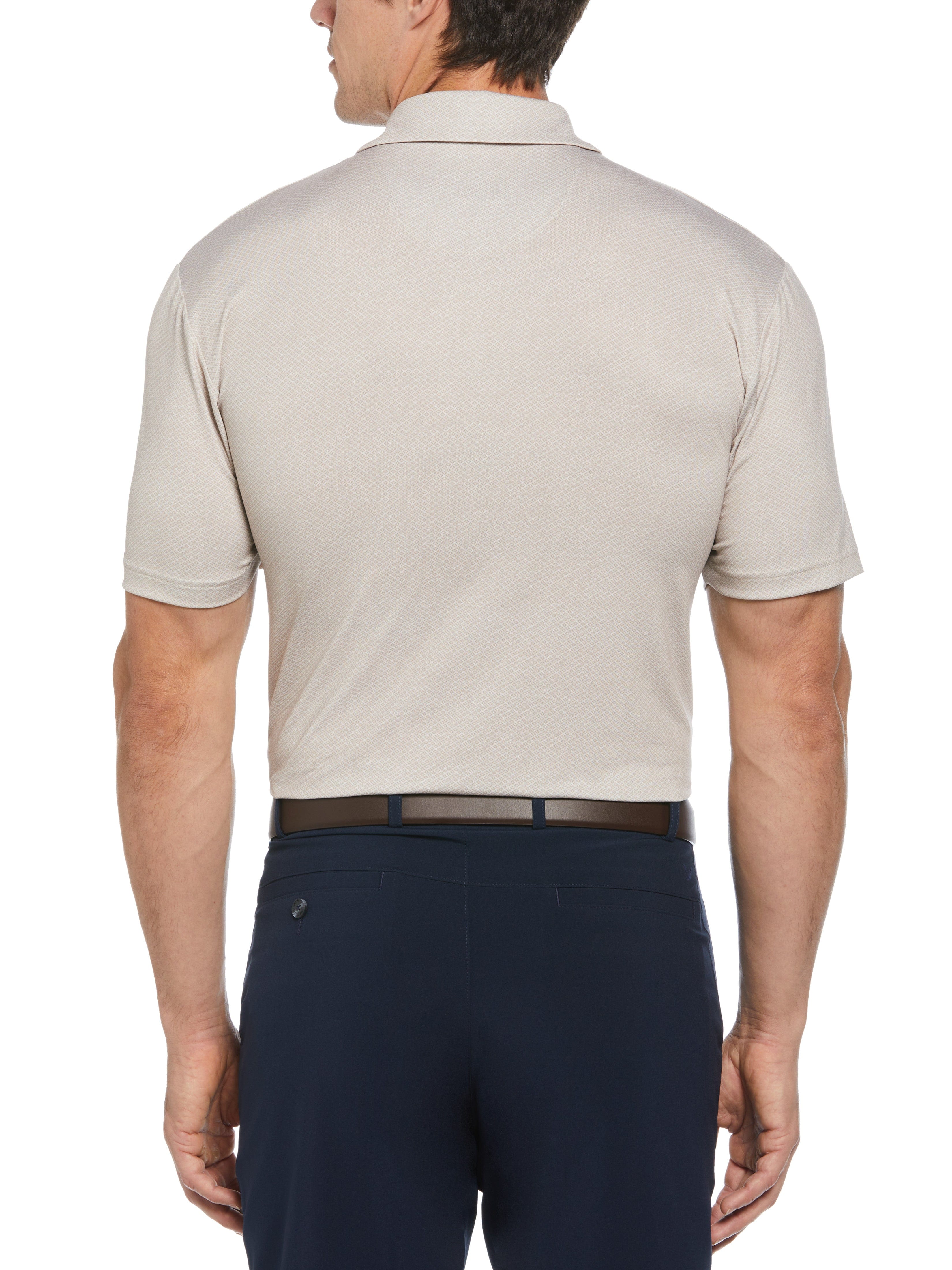 Men's Heather Geo Print Golf Polo Shirt - Breathable Quick-Dry Performance Tee for Golf, Tennis & Casual Wear