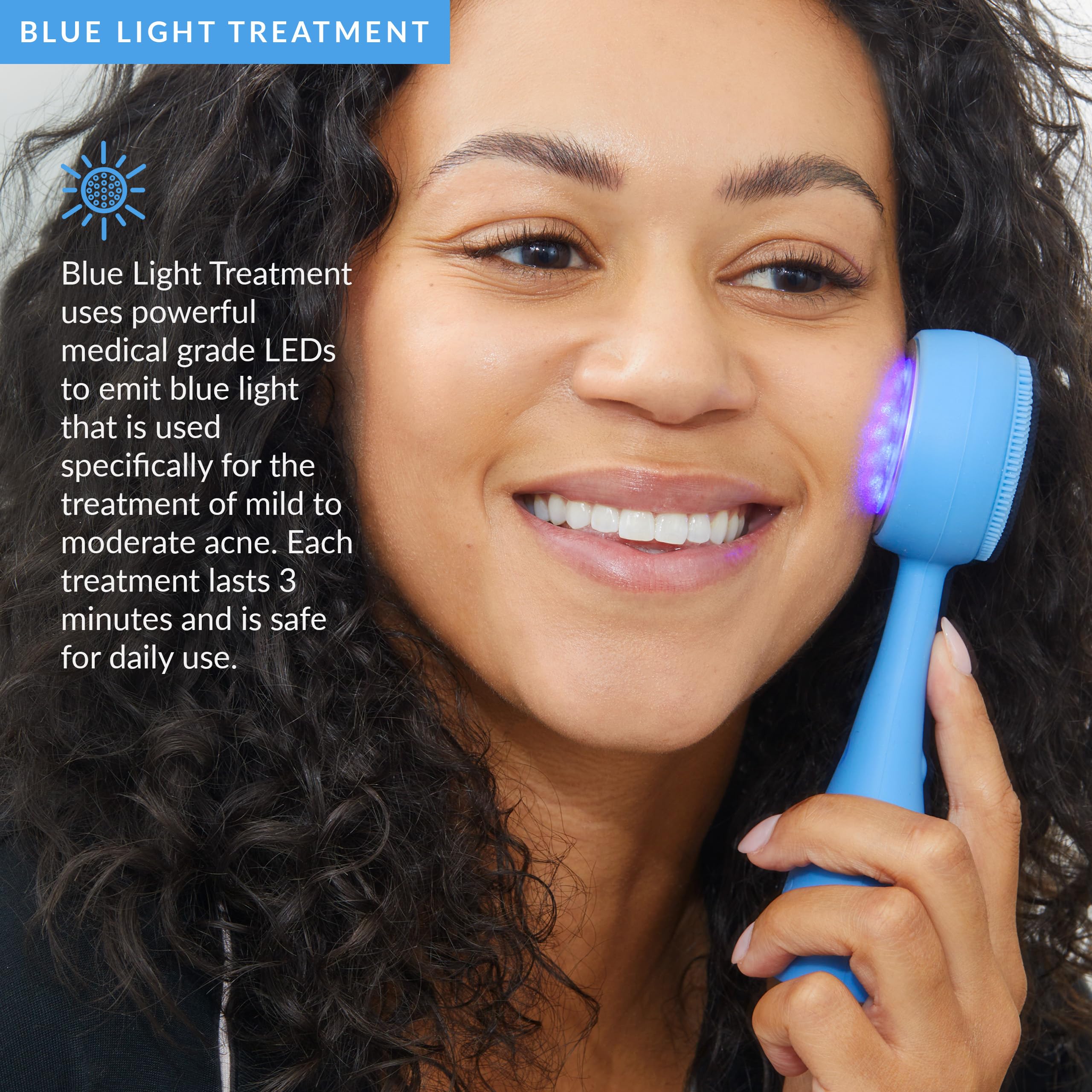 PMD Beauty Smart Silicone Facial Cleansing Brush with Blue Light Therapy & SonicGlow Vibration - Waterproof Acne Treatment Device for Deep Pore Cleansing - Perfect for Daily Skincare Routine & Travel