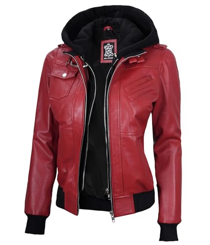 Edinburgh - Red Hooded Leather Jacket