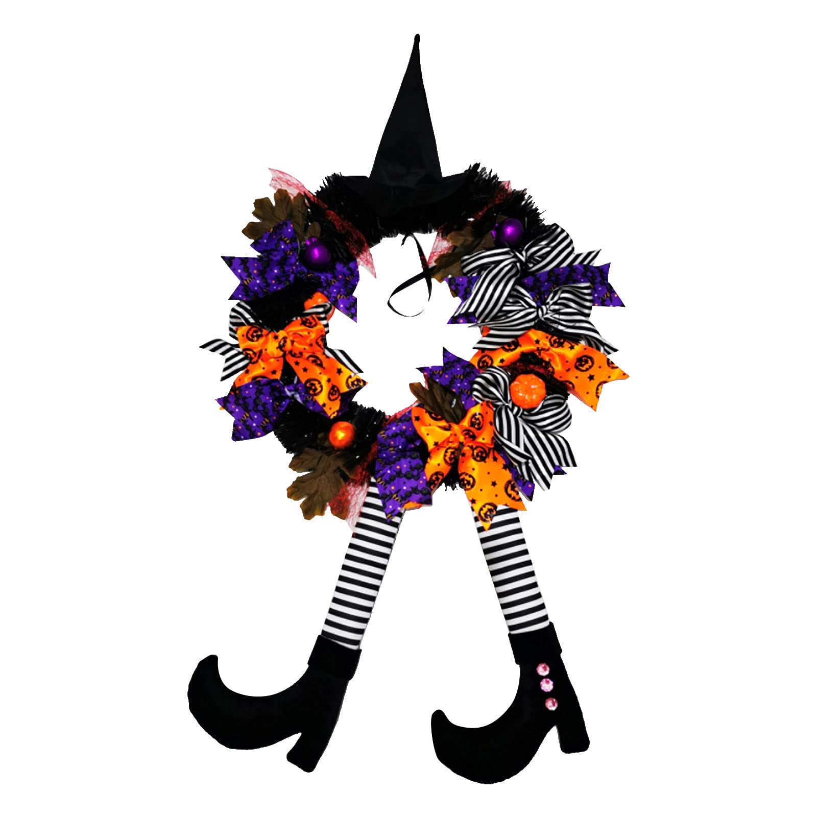 JackRuler Floral Hanging Door Wreath - Halloween & Fall Decorations for Front Door, Home, Party - Seasonal Topiary Door Hanger (As Shown) | Perfect for Halloween Parties, Thanksgiving Decor & Autumn Home Decorating