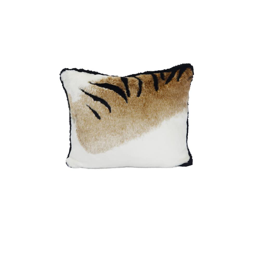 Handmade Brown and Black Tiger Print Throw Pillows Set of 2 - 21 Inch Decorative Cushions for Sofa, Bed, Living Room & Home Decor