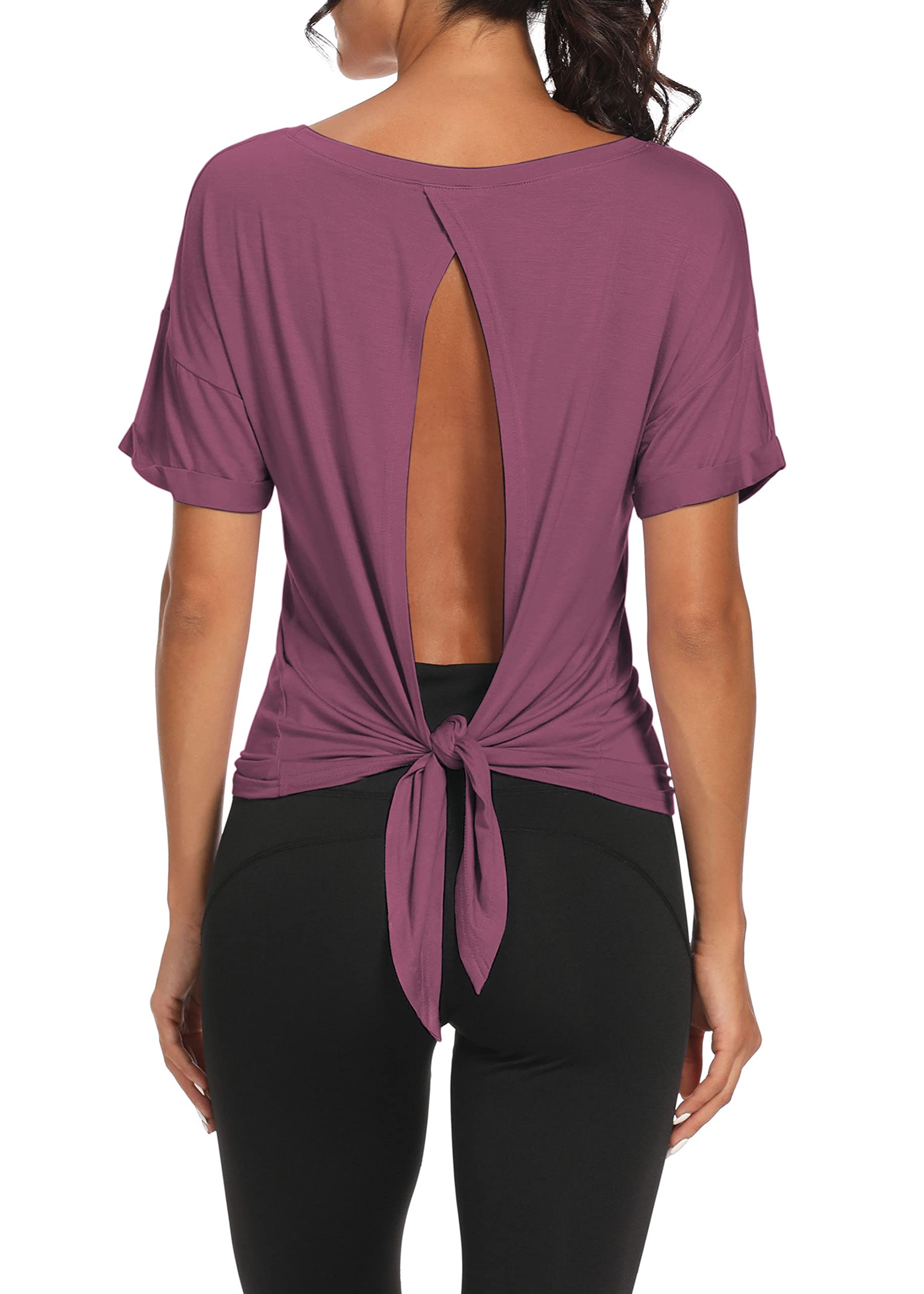 Bestisun Women's Open Back Workout Tops - Gym Athletic Muscle Tank with Tie Back Design | Perfect for Yoga, Running & Fitness Training