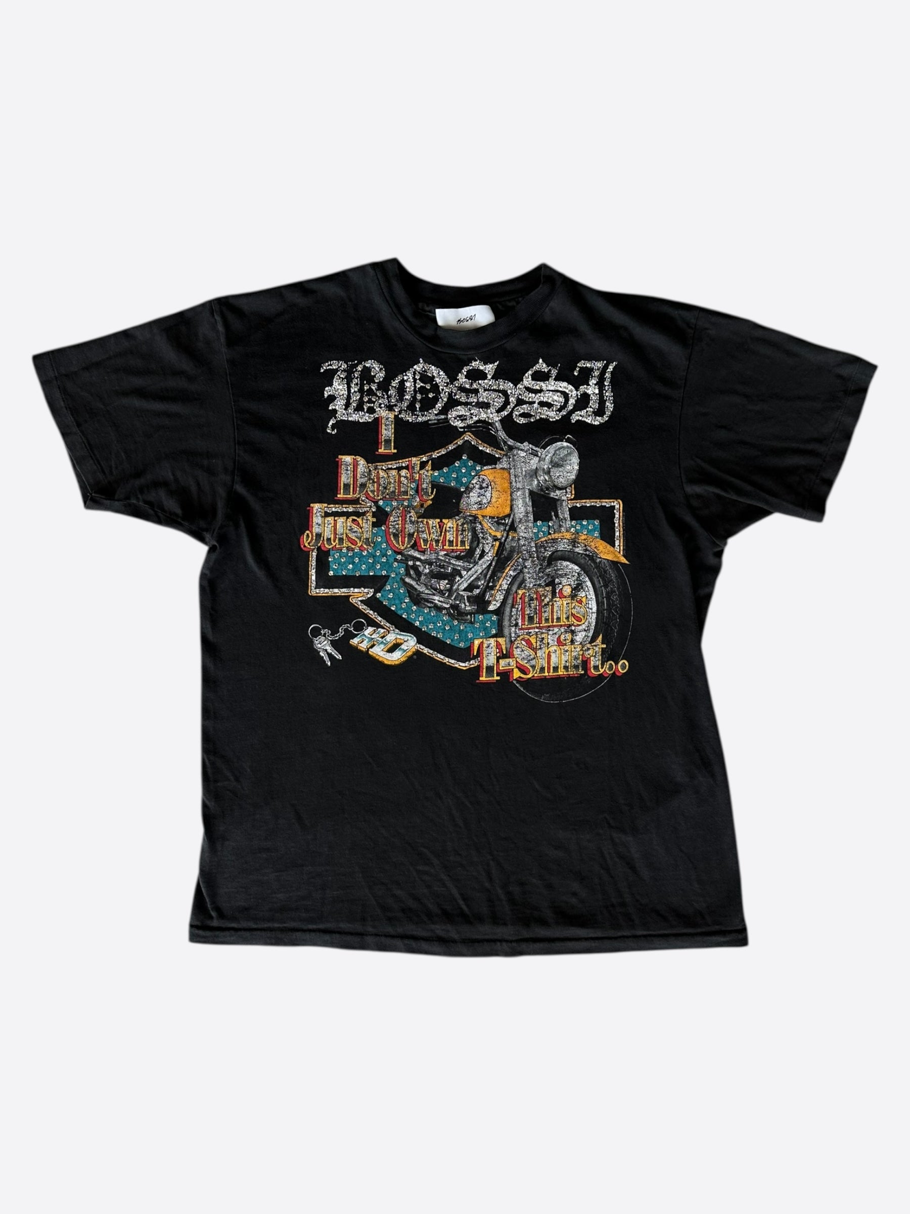 Vintage Harley Davidson Rhinestone Embellished T-Shirt for Women - Retro Motorcycle Graphic Tee - Perfect for Biker Events, Concerts & Casual Wear