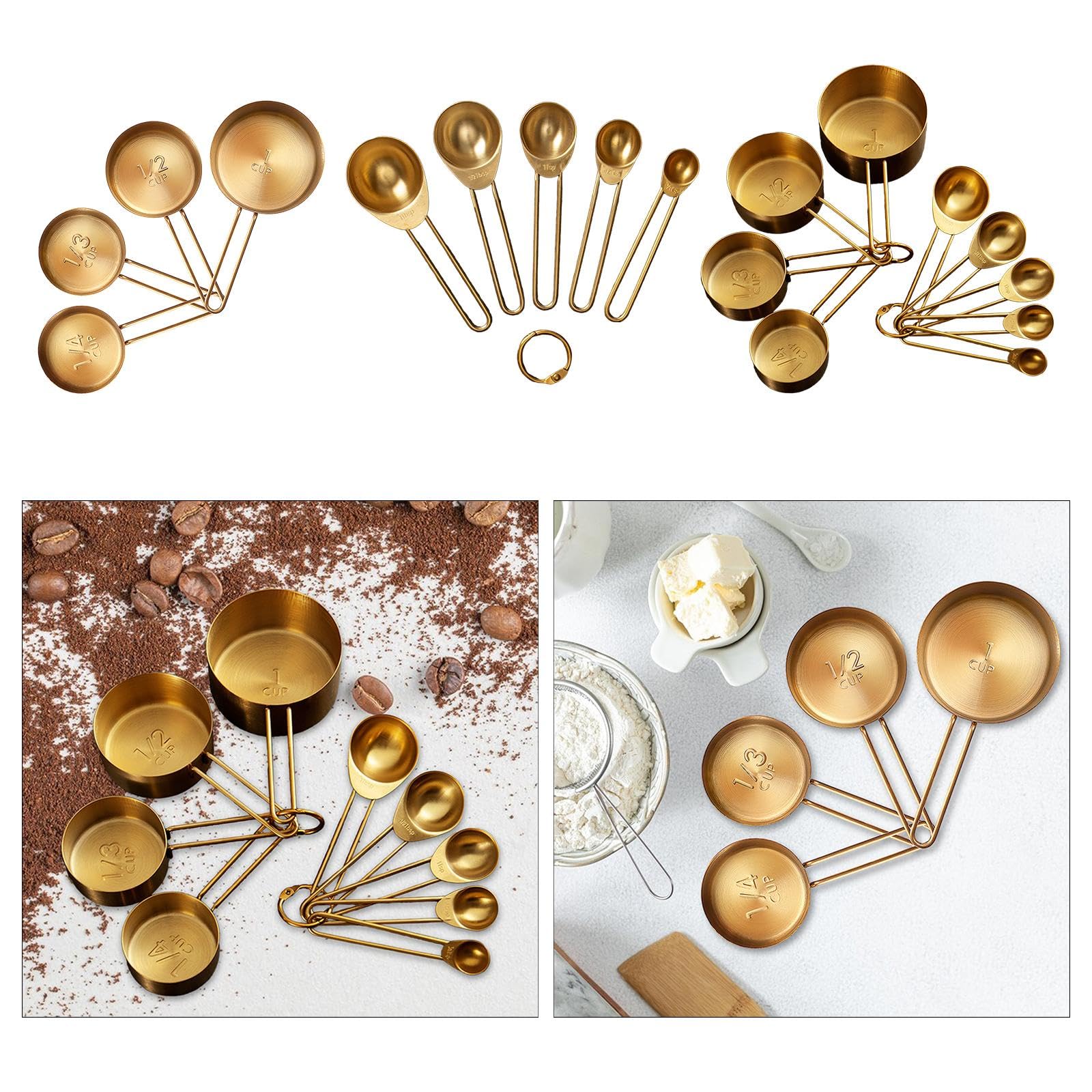 CALANDIS® 4-Piece Measuring Cups and Spoons Set for Rice, Baking, Coffee Beans - Perfect for Cooking, Baking, and Meal Prep