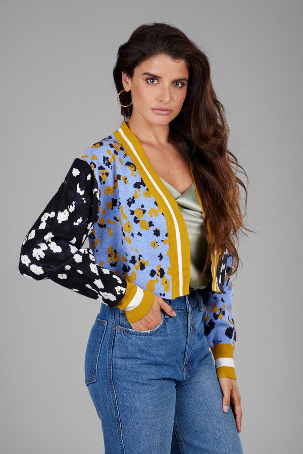 Stylish Multitone Floral Cardigan for Women - Soft Knit Open Front Sweater - Perfect for Spring Outfits, Office Wear & Casual Dates