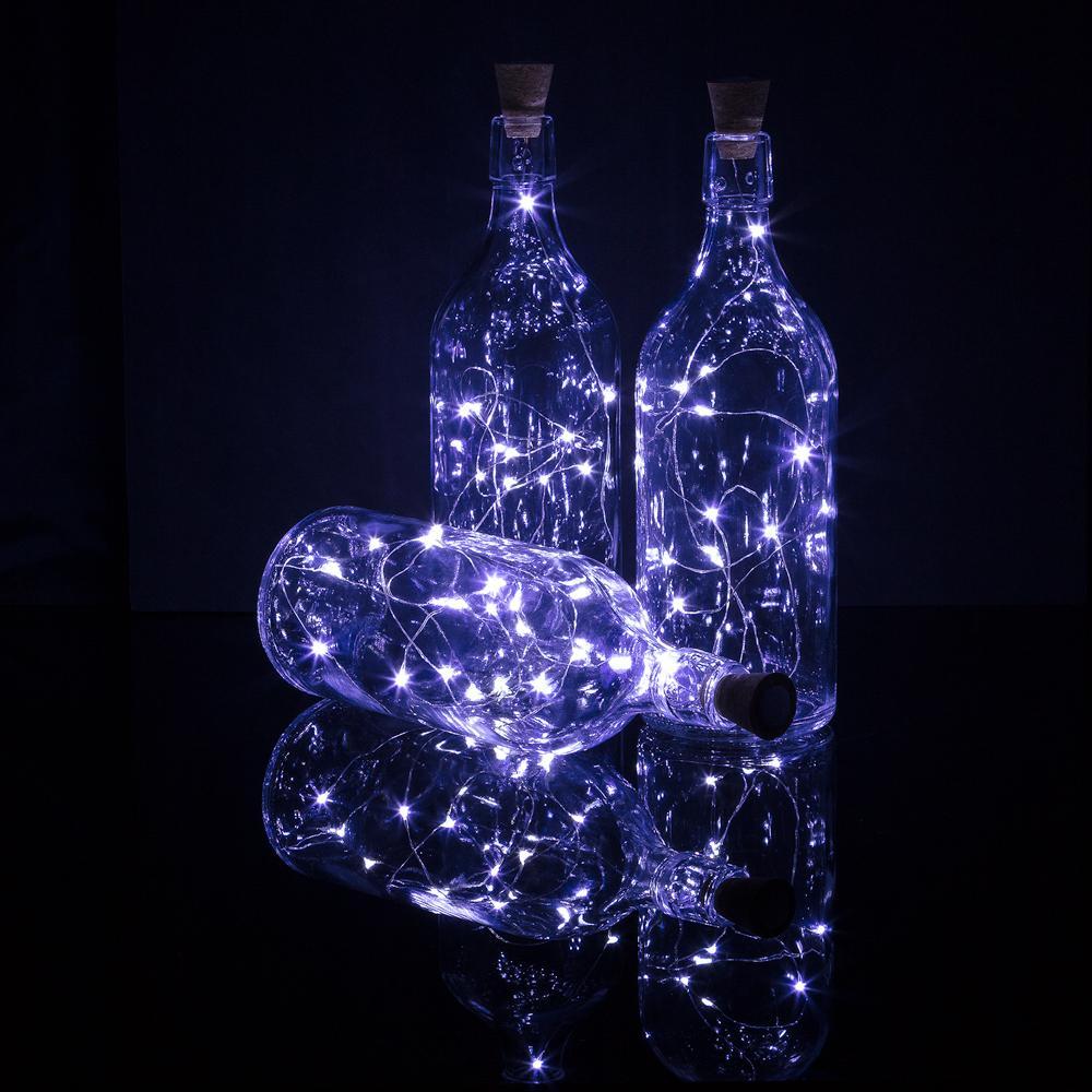 3 Pack Super Bright Cool White LED Wine Bottle Lights with Real Cork - Battery Operated Fairy String Lights for DIY Home, Wedding, Party Decorations - Perfect for Table Centerpieces, Holiday Decor & Romantic Ambiance
