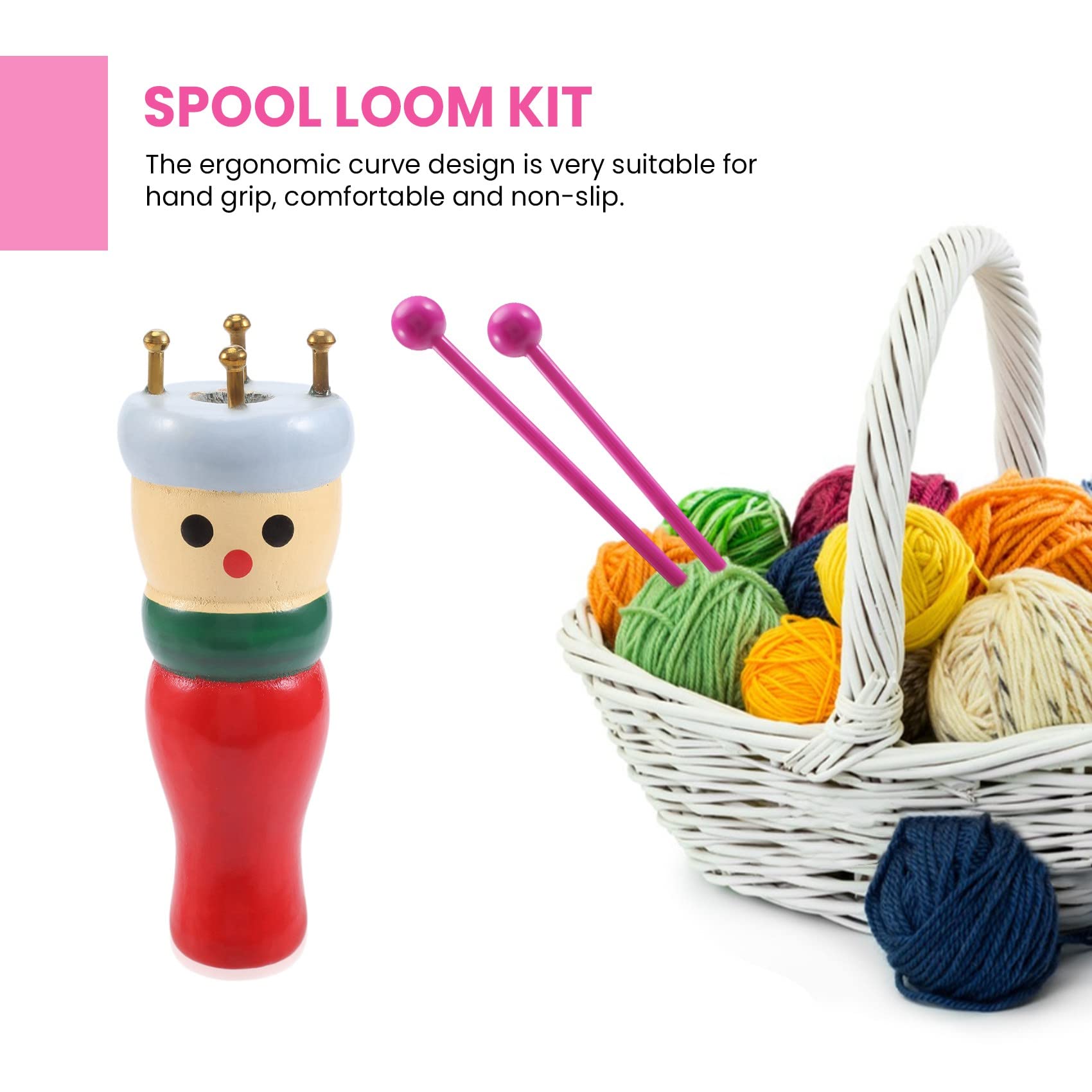 2-Pack French Knitter Tool - Wooden Knitting Set & Spool Knitting Doll for DIY Bracelets, Scarves, Hats - Perfect for Kids Crafts, Handmade Gifts & Knitting Beginners