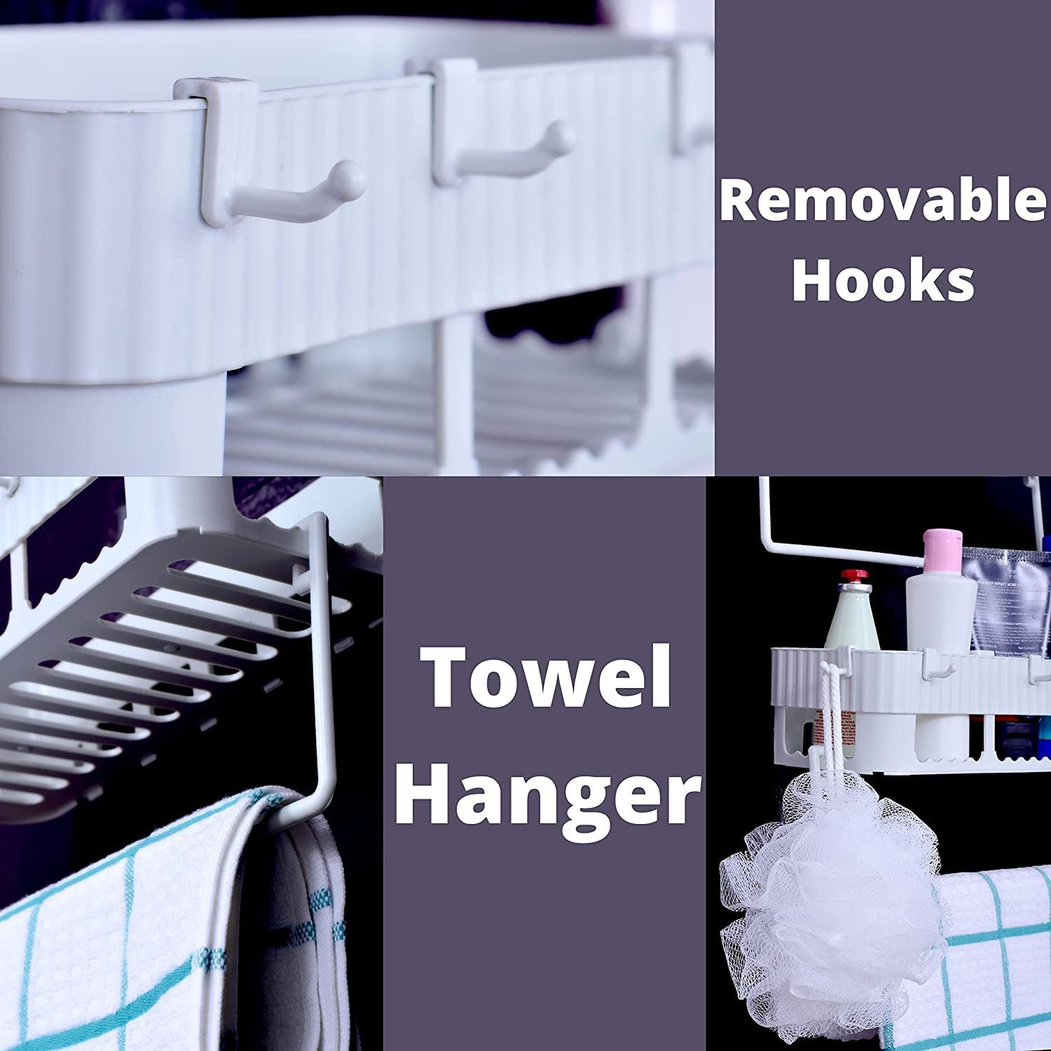 Rylan 2-Pack Bathroom Wall Shelf Organizer Set - Self-Adhesive Bathroom Storage Rack & Stand for Toiletries, Cosmetics & Essentials - Perfect for Small Bathrooms, Showers & Vanity Organization