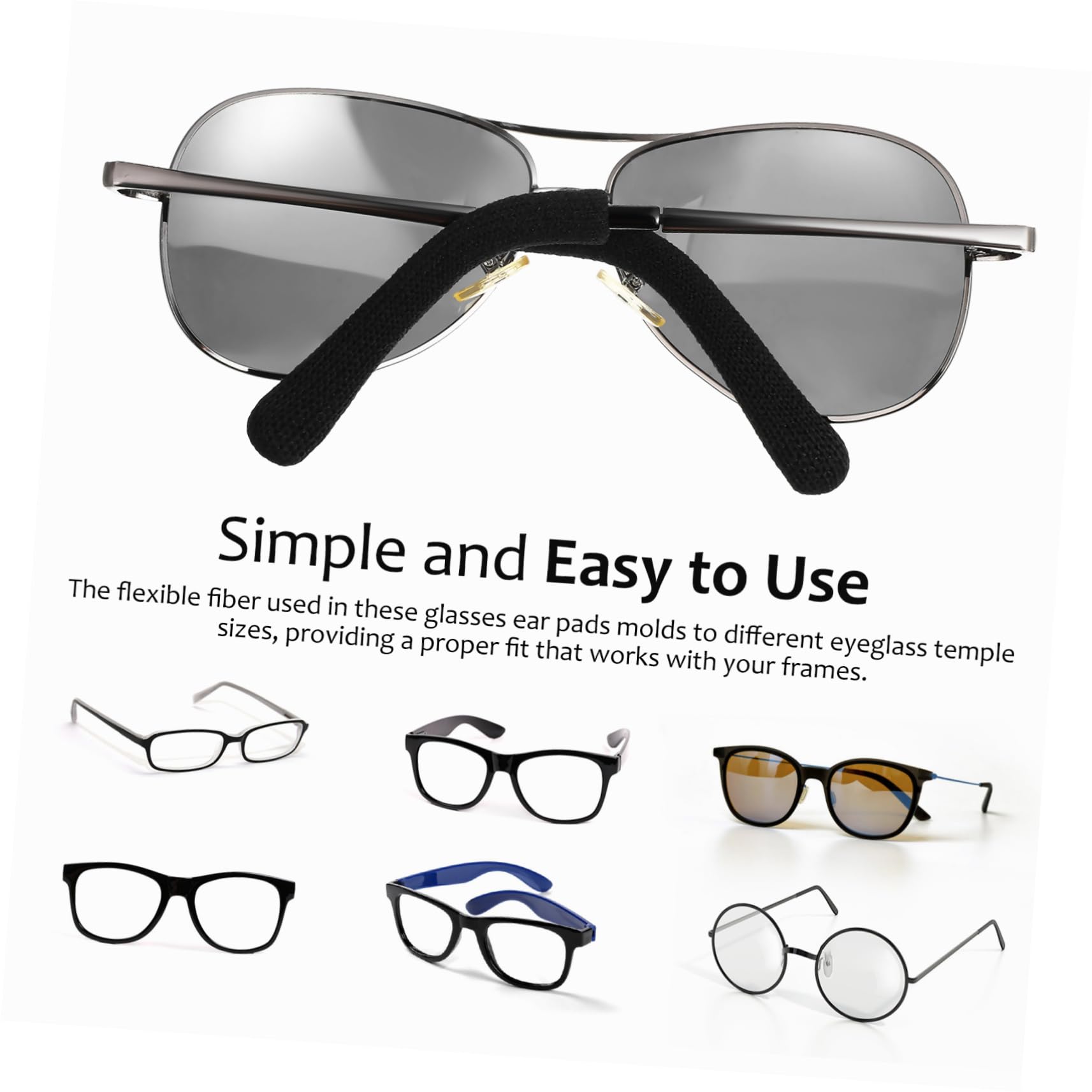 TOVINANNA 10 Pairs Anti-Slip Glasses Grips - Comfortable Behind the Ear Covers for Eyeglasses & Sunglasses - Soft Silicone Ear Pads Accessories - Perfect for Reading, Driving & Daily Wear