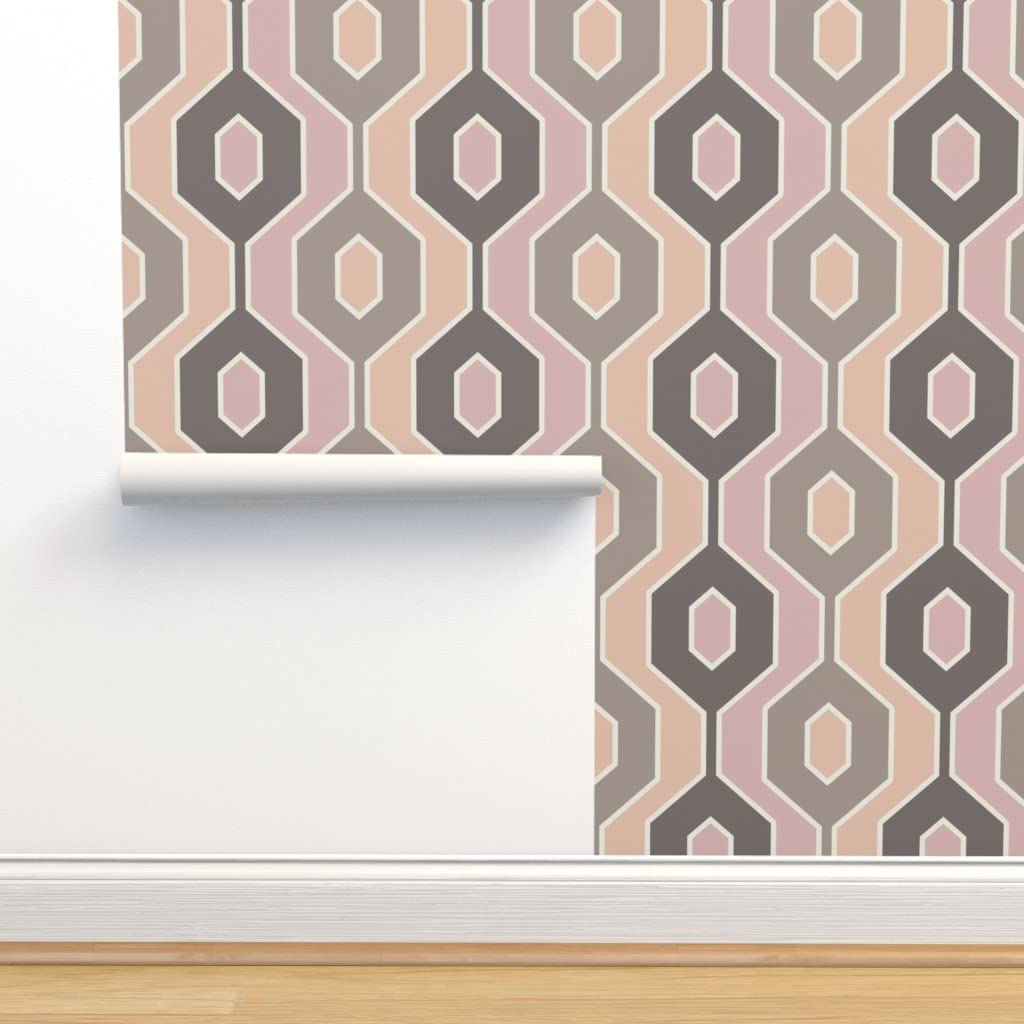 Removable Wallpaper 12ft x 2ft - Blush Neutral Geometric Peel & Stick Wallpaper for Bedroom, Nursery & Home Office | Easy DIY Installation by Spoonflower