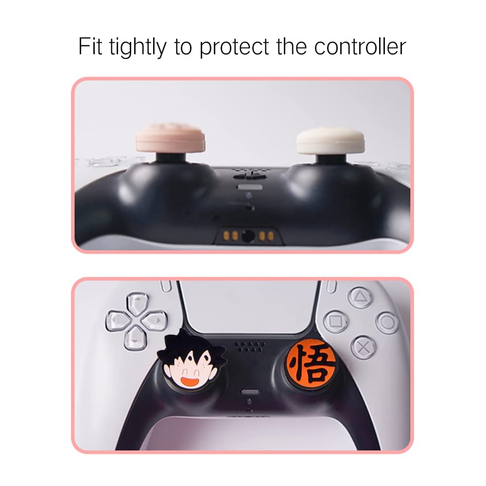 PERFECTSIGHT Cute Thumb Grip Caps for PS5, PS4, Xbox Series X/S, Xbox One, Switch PRO Controller - 4PCS Soft Skin Rubber 3D Analog Thumbsticks Grips Joystick Cover Set (Kawaii Design, Kids Friendly) - Enhance Gaming Comfort & Control for Long Play Sessions