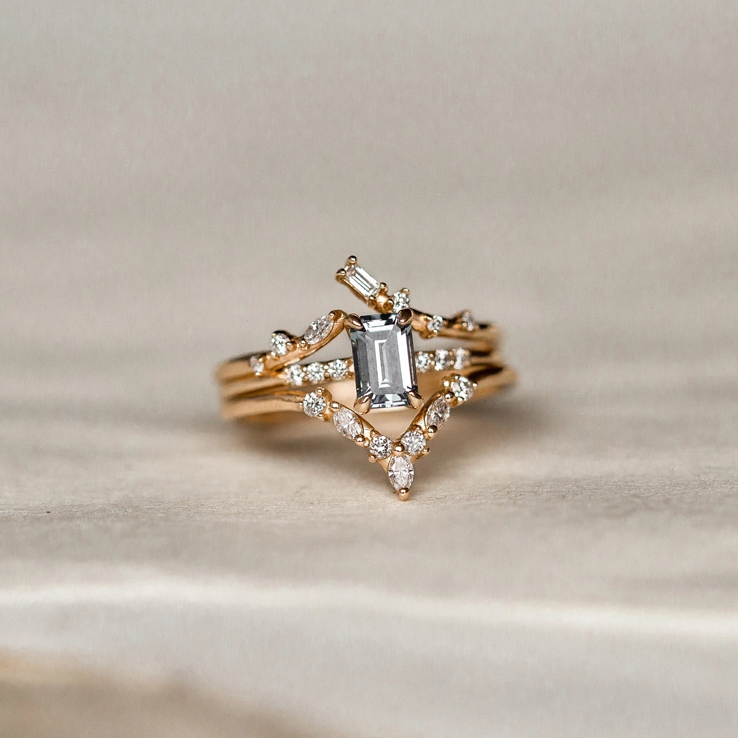 14K Yellow Gold Baguette Blue Sapphire Ring - Unique Handcrafted Jewelry for Women, Perfect for Weddings, Anniversaries & Special Occasions
