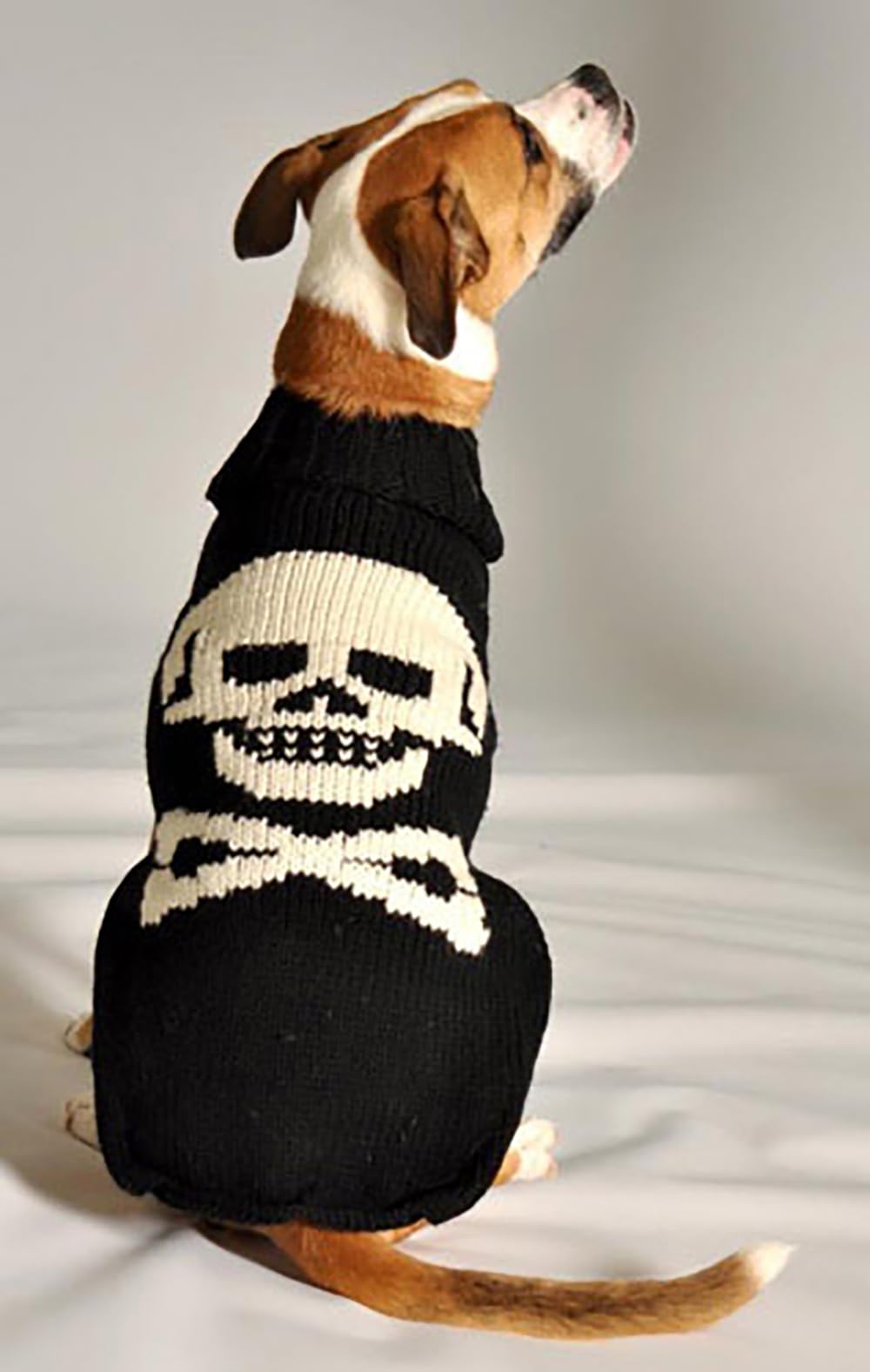 Chilly Dog Black Skull Sweater for Small Dogs - Warm Winter Pet Clothing for Cold Weather - Perfect for Outdoor Walks and Indoor Lounging