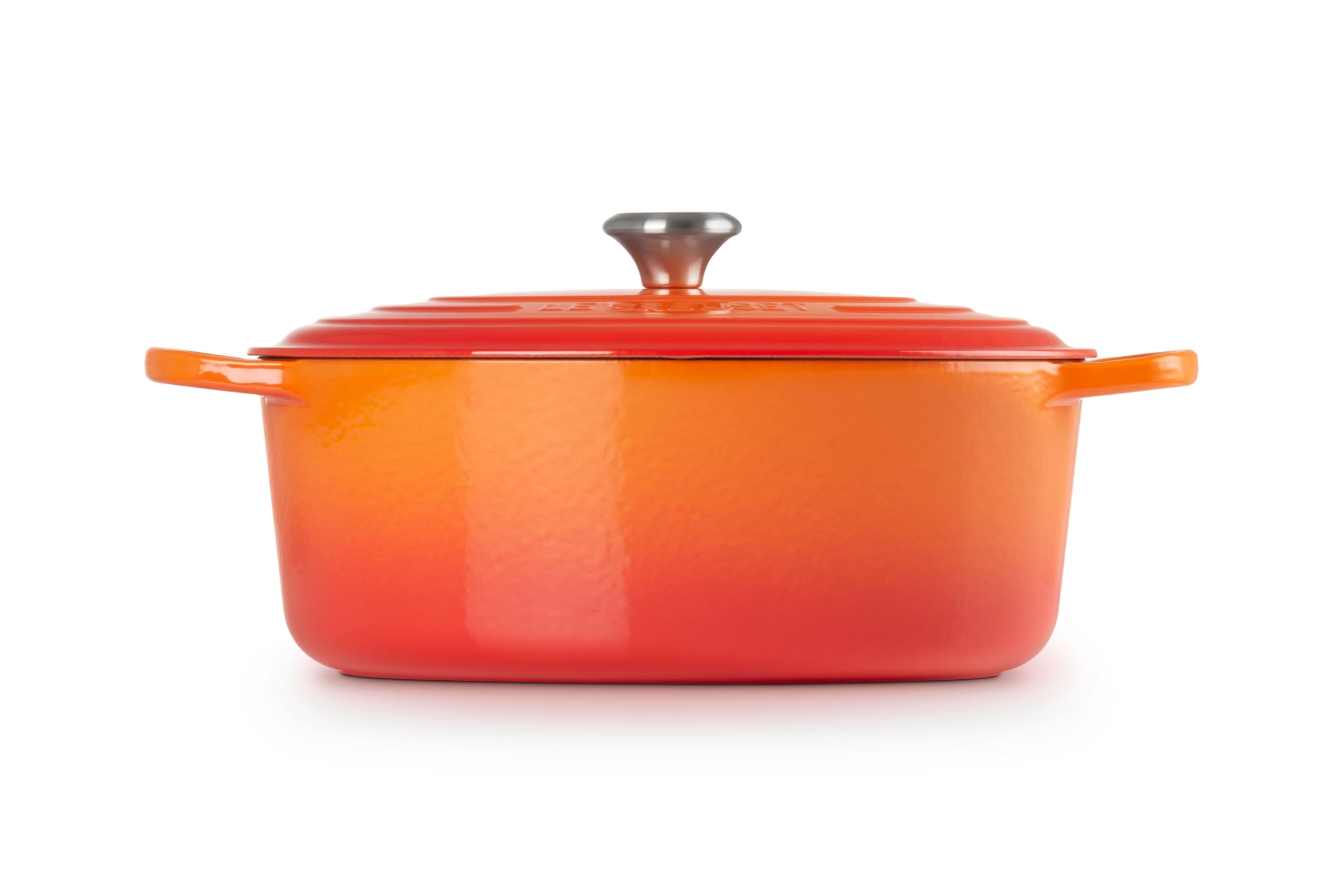 Le Creuset Enameled Cast Iron Signature Oval Dutch Oven 8 Quart - Flame Color | Premium Kitchen Cookware for Braising, Roasting & Baking | Perfect for Soups, Stews & Family Dinners