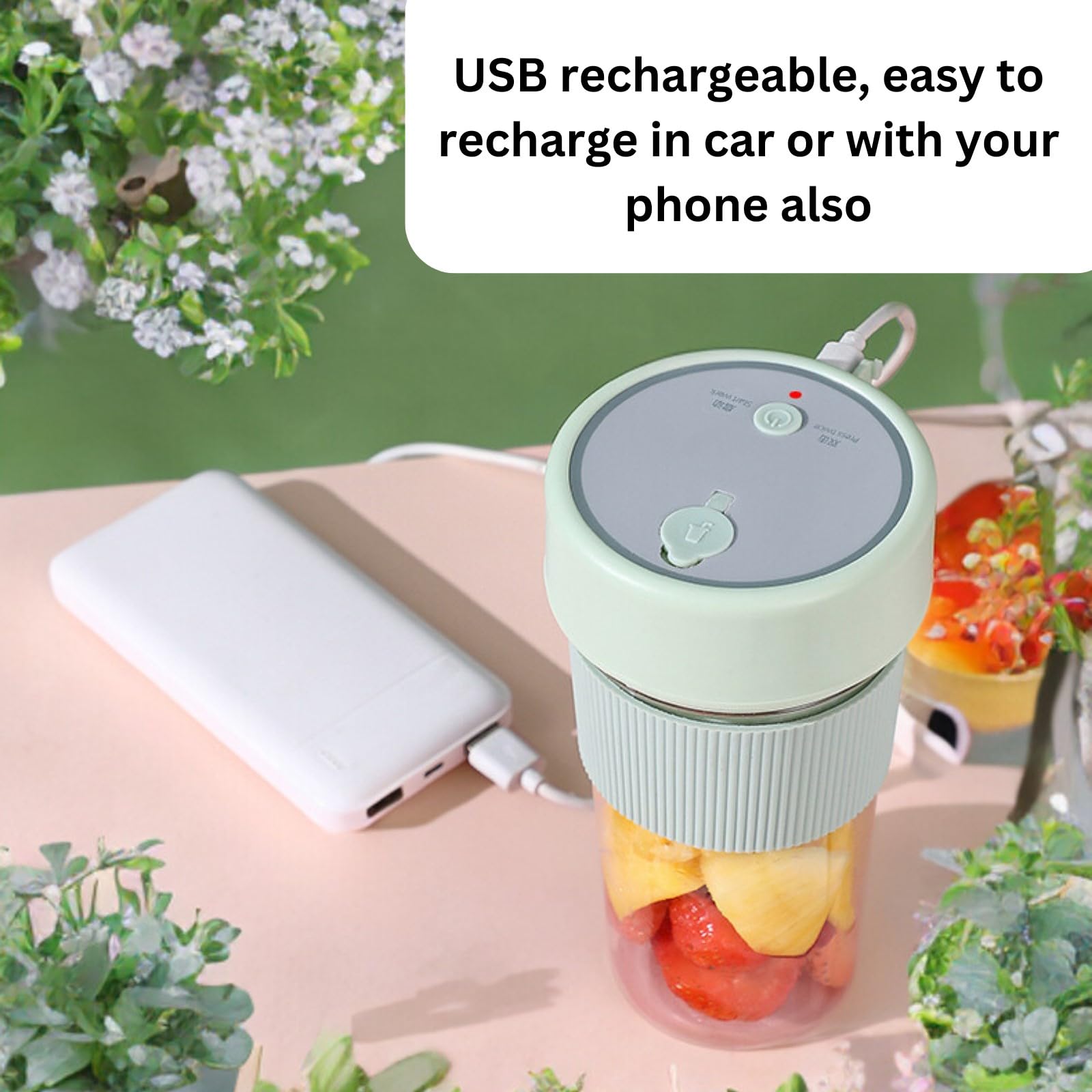Portable USB Blender Cup - 350ml (11.83oz) Mini Personal Blender with Straw - 30s Ice Crushing Power for Smoothies, Shakes & Juices - Travel, Gym & Office Use - Set of 2 Pink Blenders