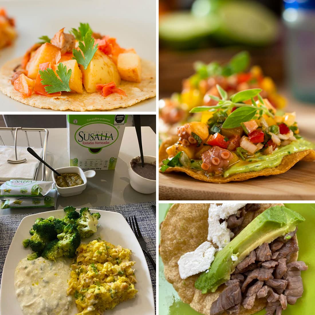 SUSALIA Baked Tostadas | Gluten Free Corn & Cactus Toast - Pack of 6 (7 oz each) | Healthy Artisan Snack for Parties, Nachos & Mexican Cuisine