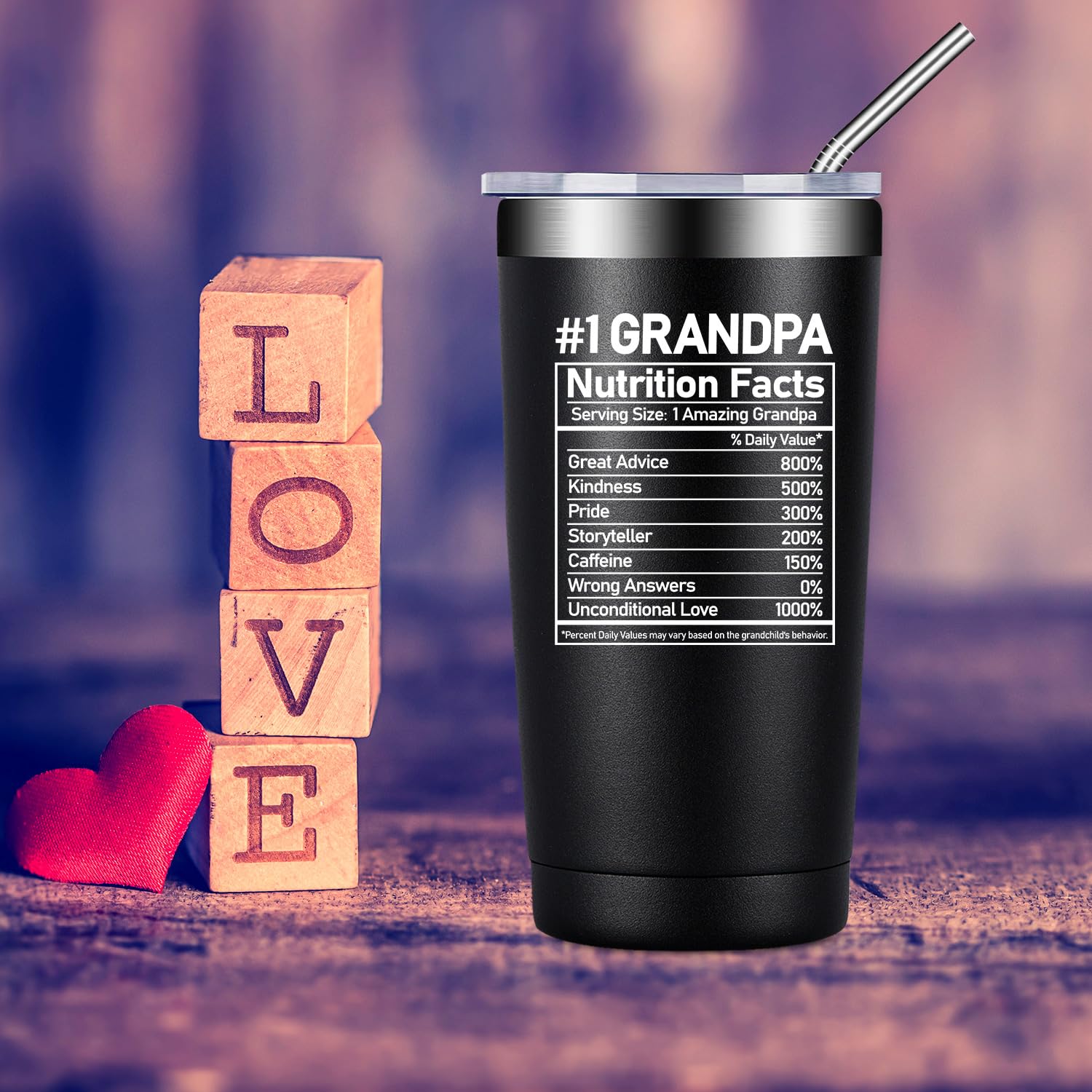 20 oz Black Grandpa Tumbler - Insulated Stainless Steel Travel Mug for Coffee & Tea - Perfect Father's Day, Birthday & Christmas Gift from Granddaughter or Grandson - Ideal for Outdoor Activities, Office Use & Daily Commute